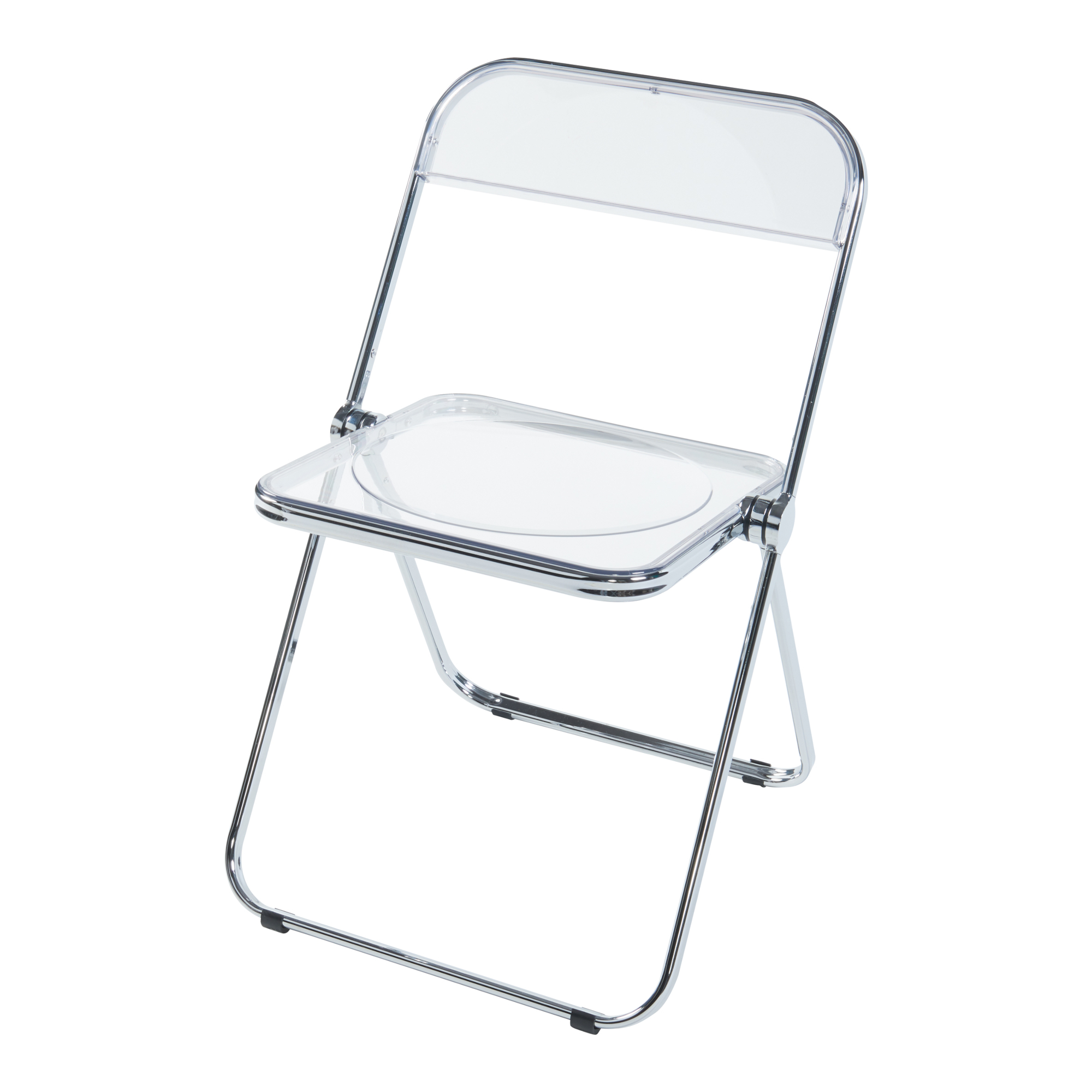 Set 2 scaune pliante transparente Pornainen, cadru metalic