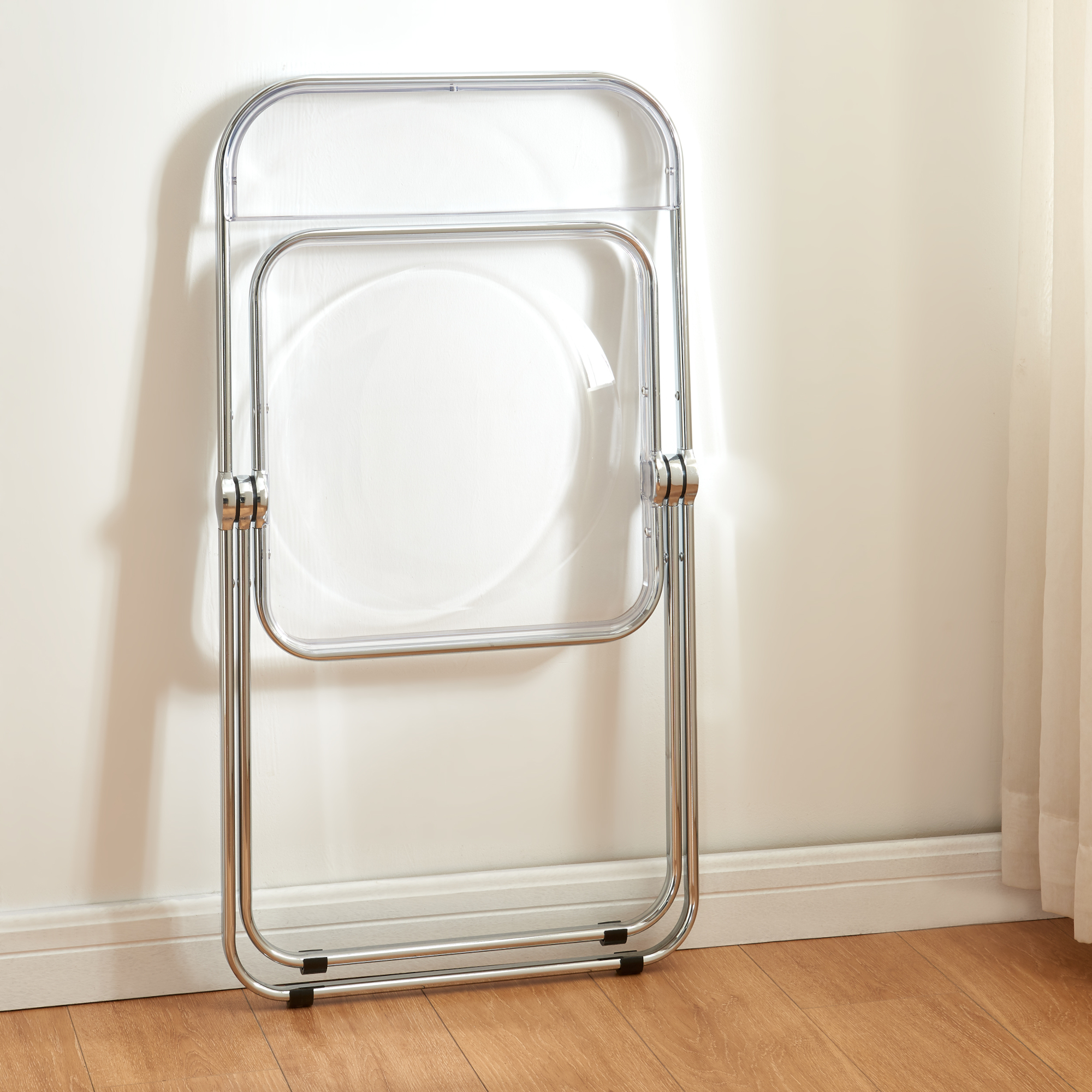 Set 2 scaune pliante transparente Pornainen, cadru metalic