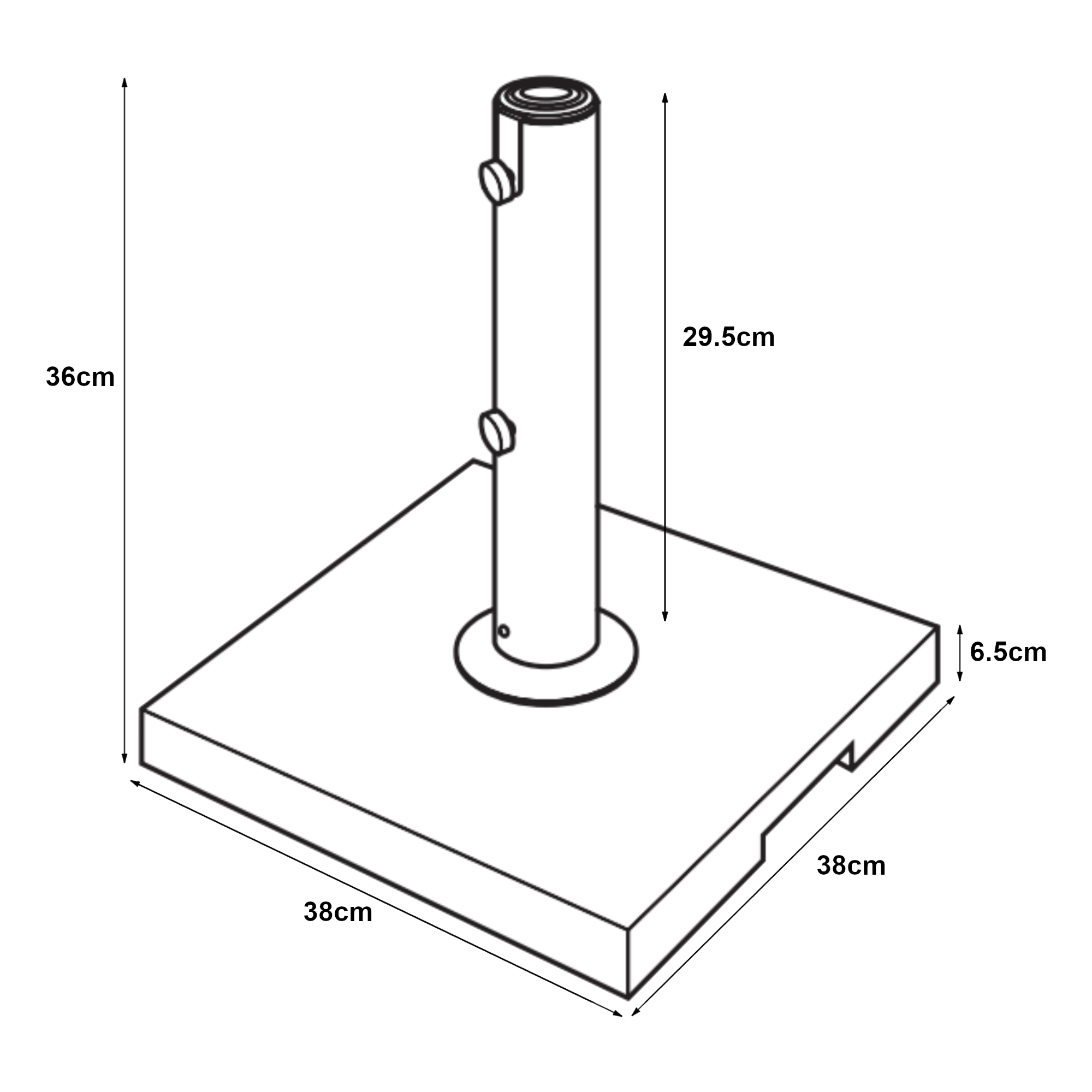 Suport pentru umbrelă de grădină Bomba din granit 38x38x6,5 cm