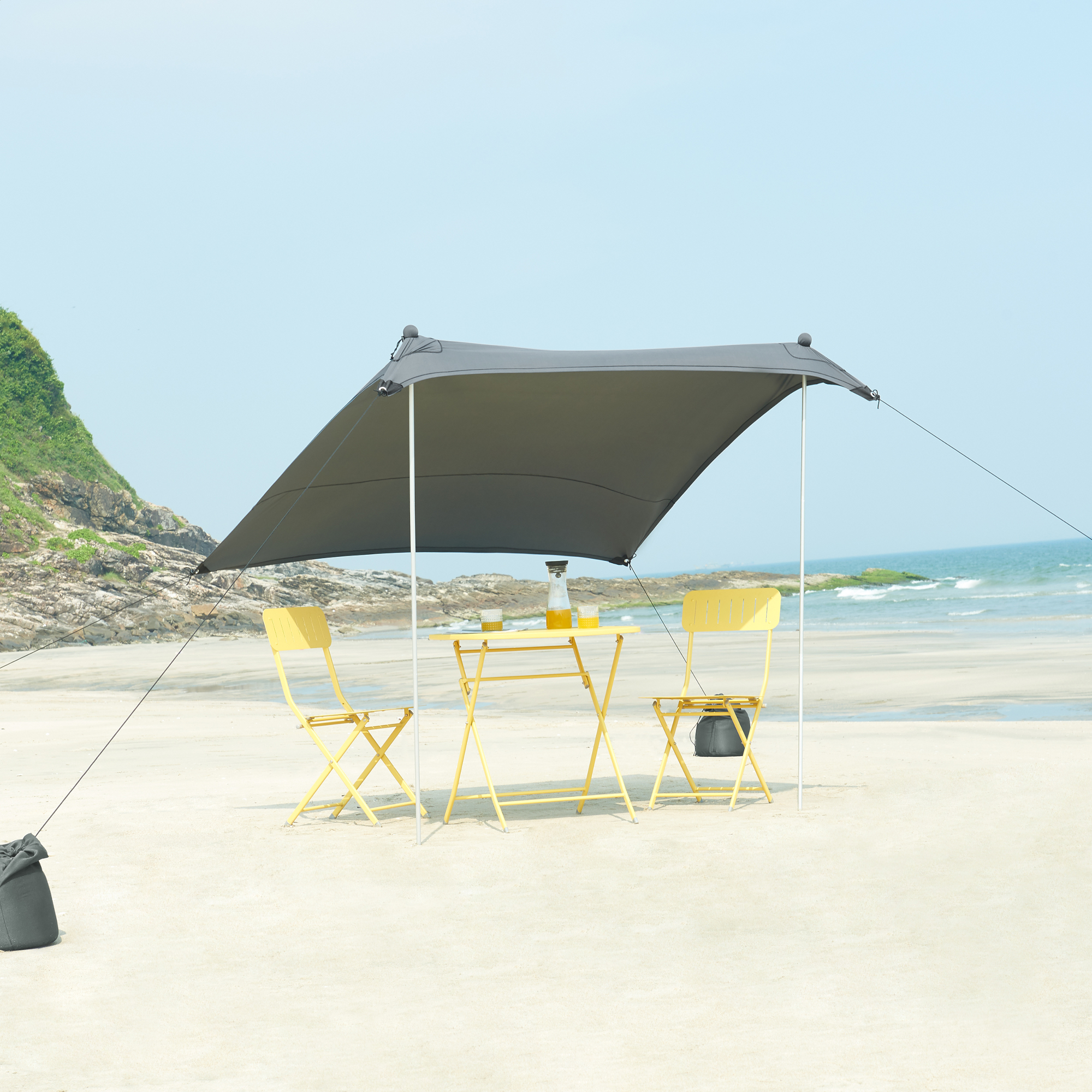 Cort de plajă Bernheze 270x270x210 cm gri, protecție UV