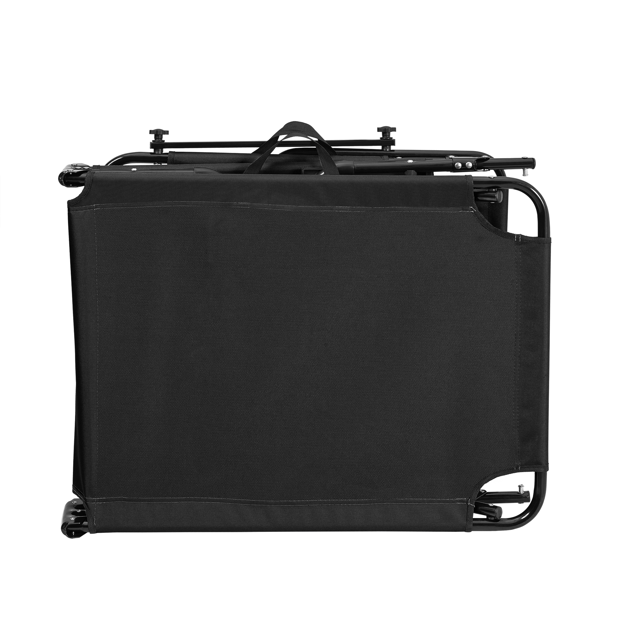 Set 2 șezlonguri pliante cu parasolar reglabil, negre, 187x53 cm