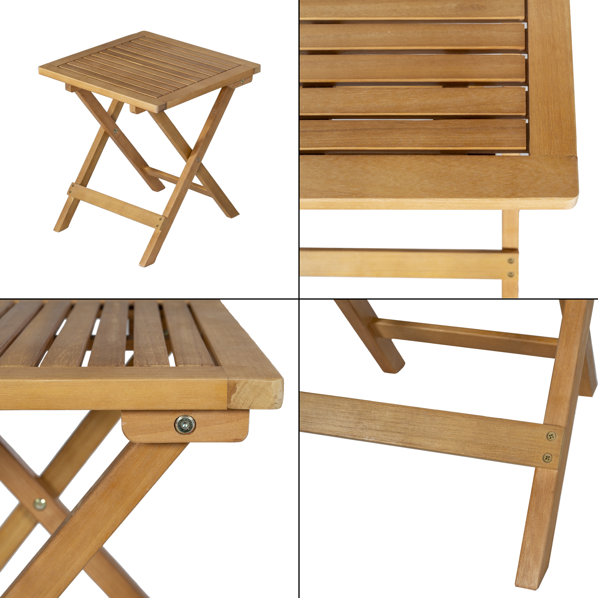 Set bistro pliabil Capistrello din lemn, 2 scaune si masa, gri