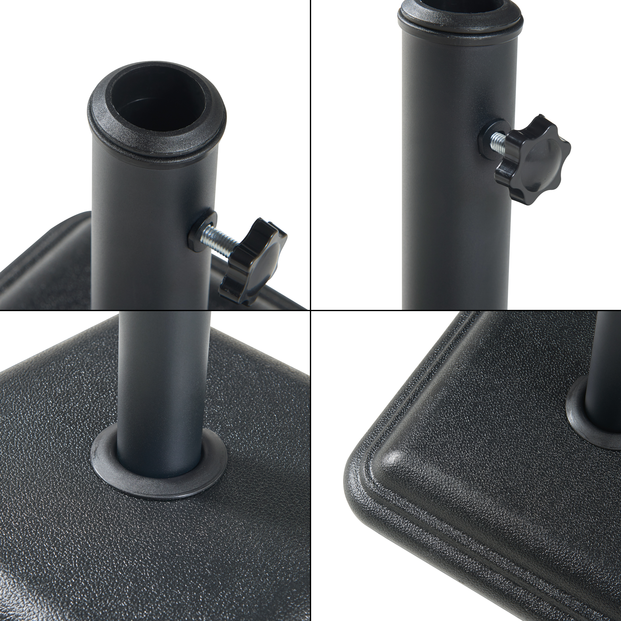 Suport pentru umbrelă Biccari din beton, negru, 35x35x5,5 cm, 12 kg