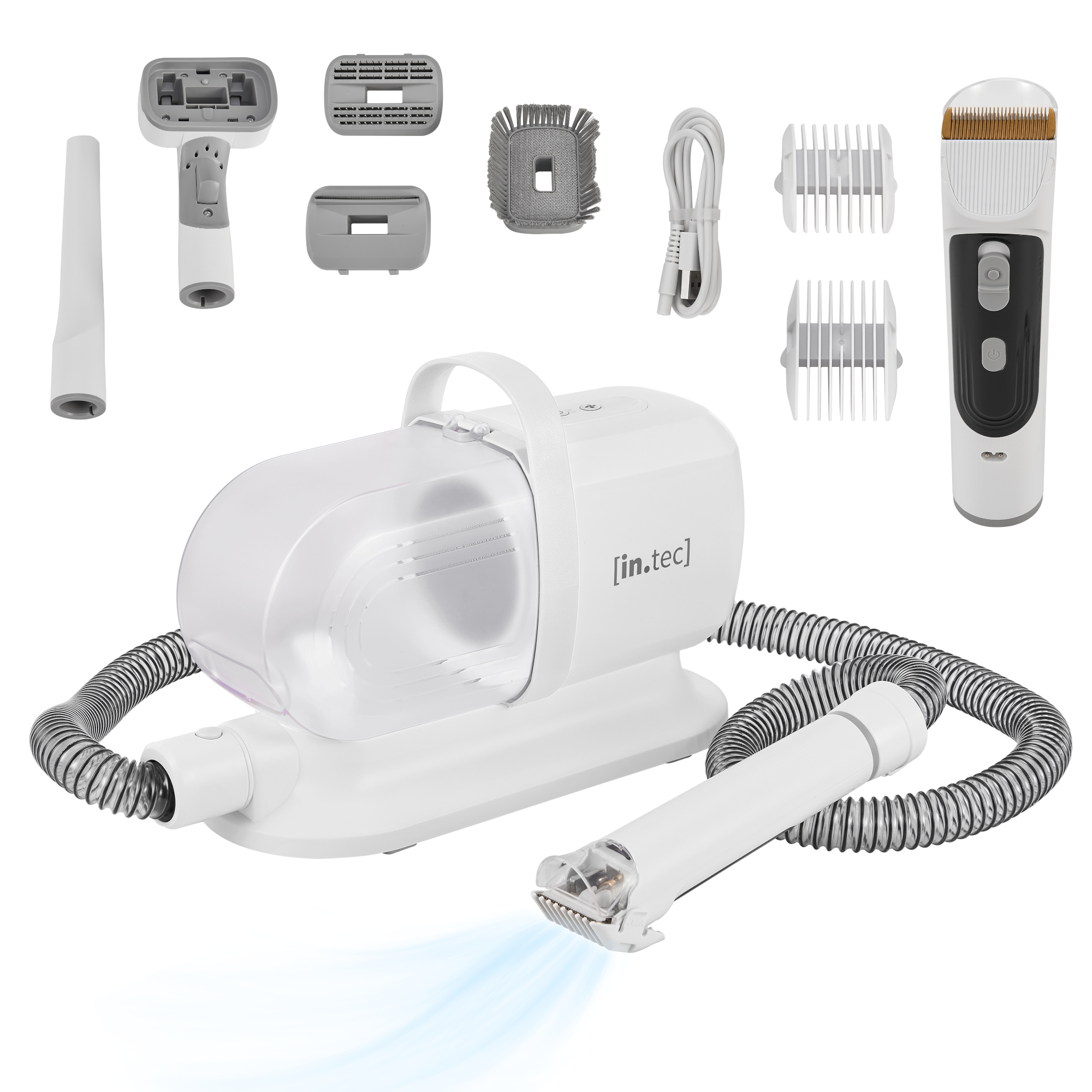 Set îngrijire animale 5 în 1 cu aspirator și mașină de tuns Amesbury alb