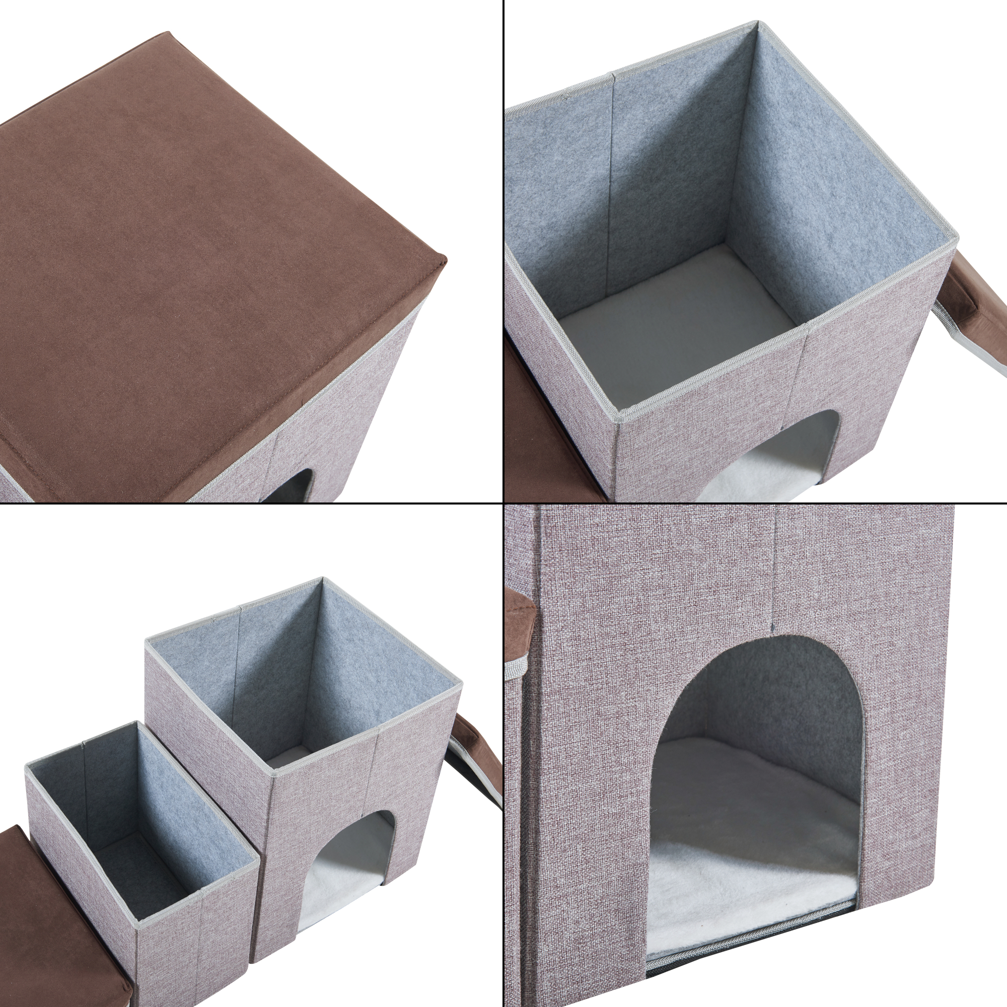 Trepte pliabile pentru câini cu peșteră și depozitare 76x33x43 cm