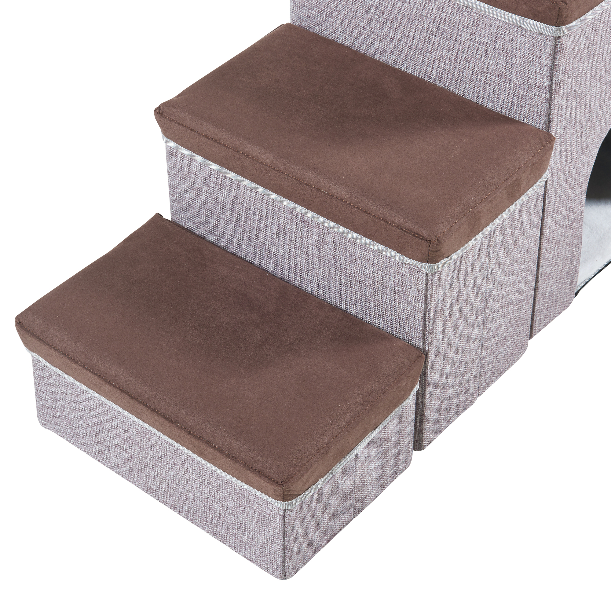 Trepte pliabile pentru câini cu peșteră și depozitare 76x33x43 cm