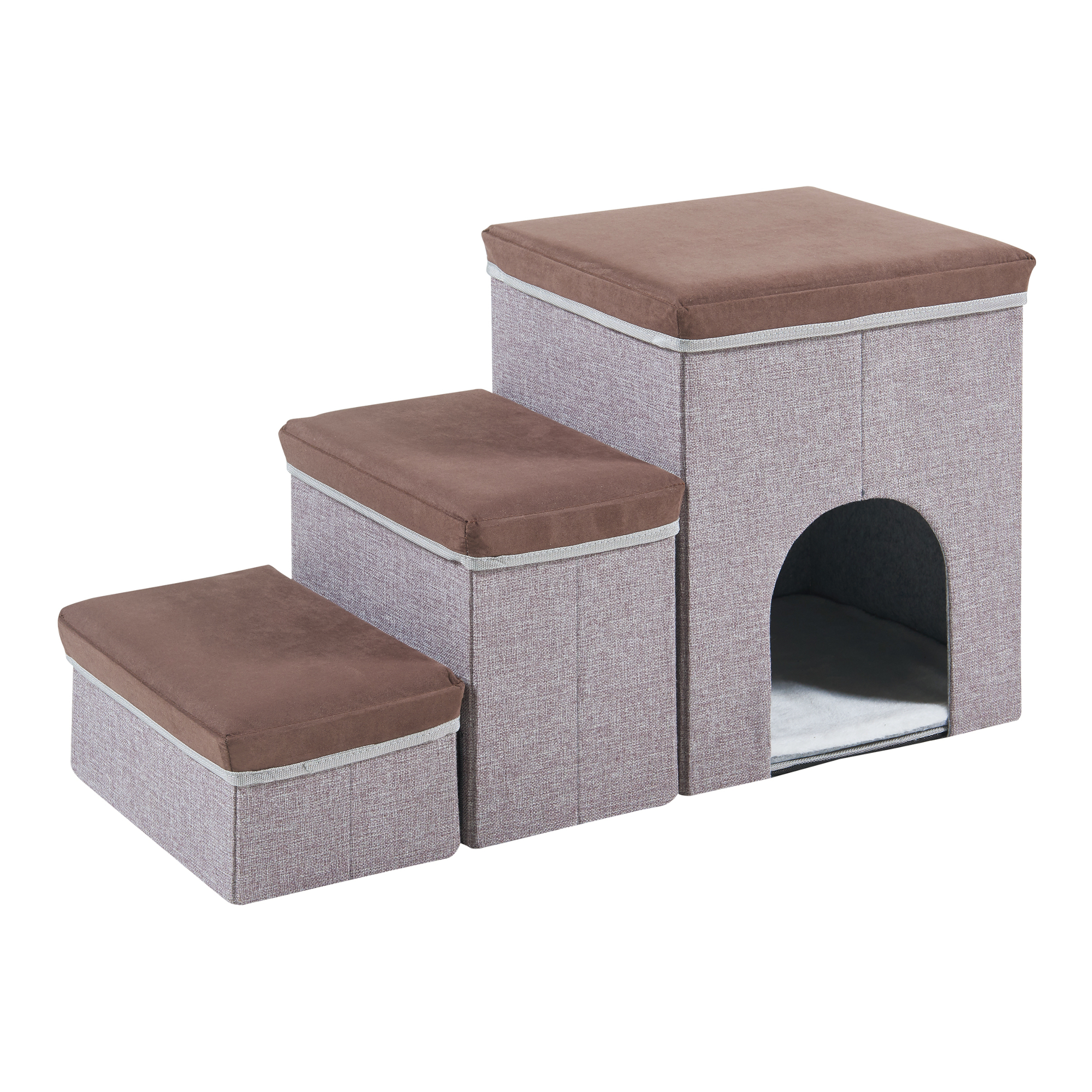 Trepte pliabile pentru câini cu peșteră și depozitare 76x33x43 cm