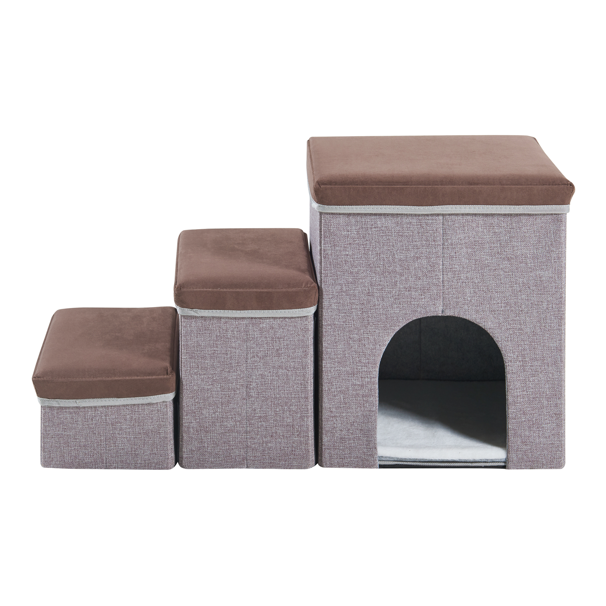 Trepte pliabile pentru câini cu peșteră și depozitare 76x33x43 cm