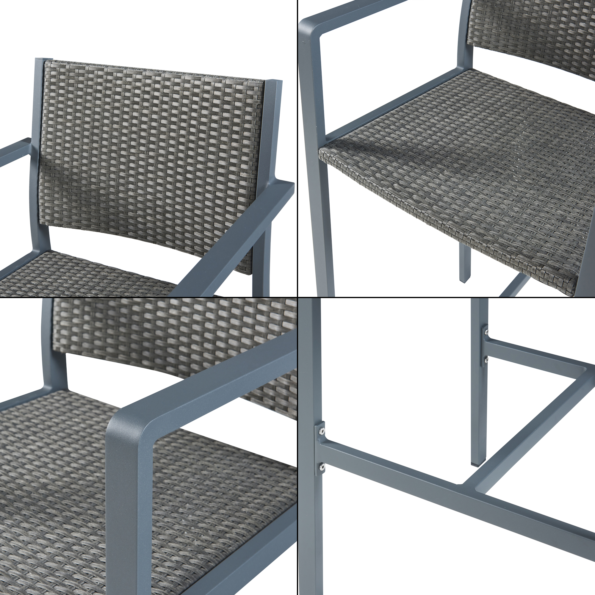 Set 2 scaune bar exterior Avise, aluminiu și poliratan, gri închis