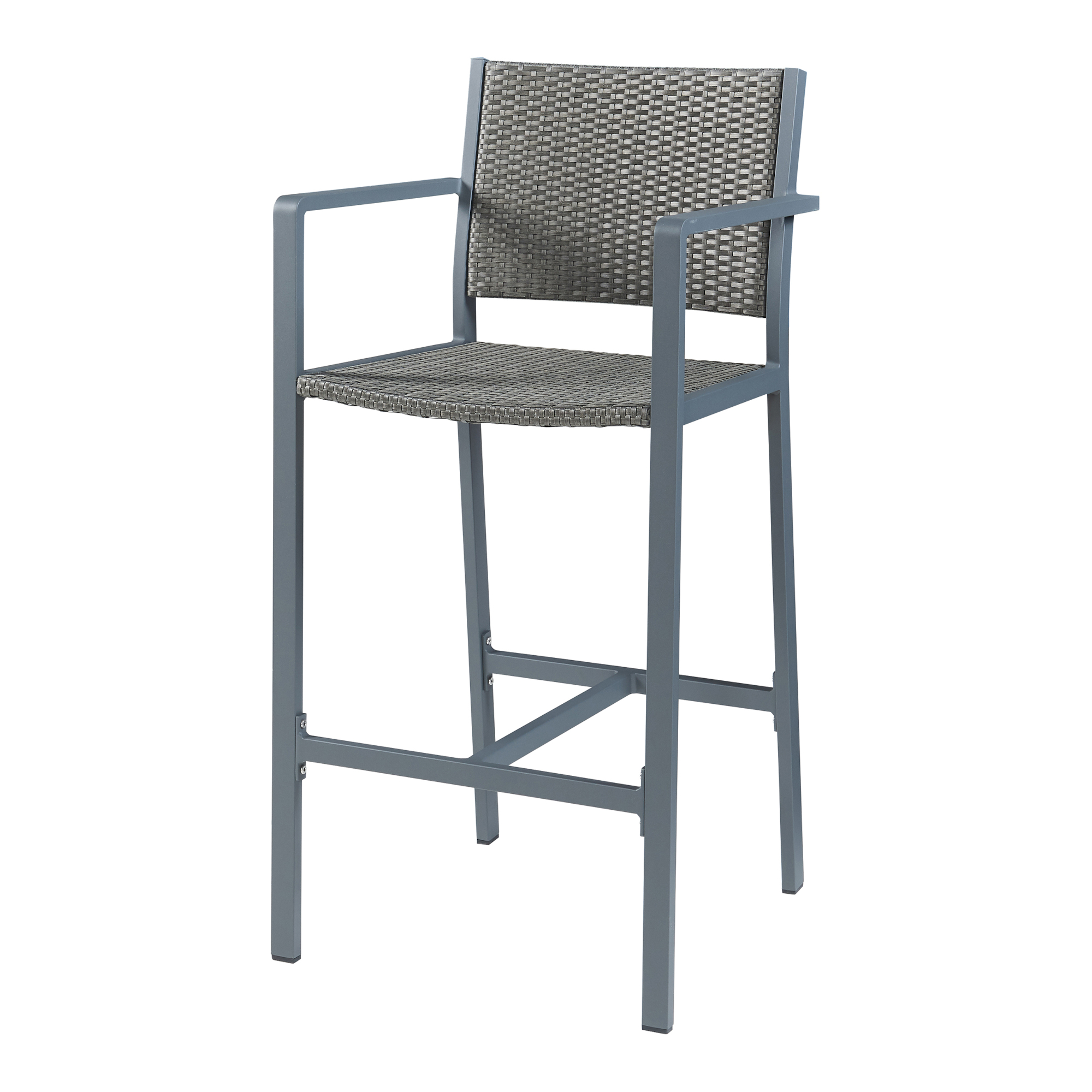 Set 2 scaune bar exterior Avise, aluminiu și poliratan, gri închis