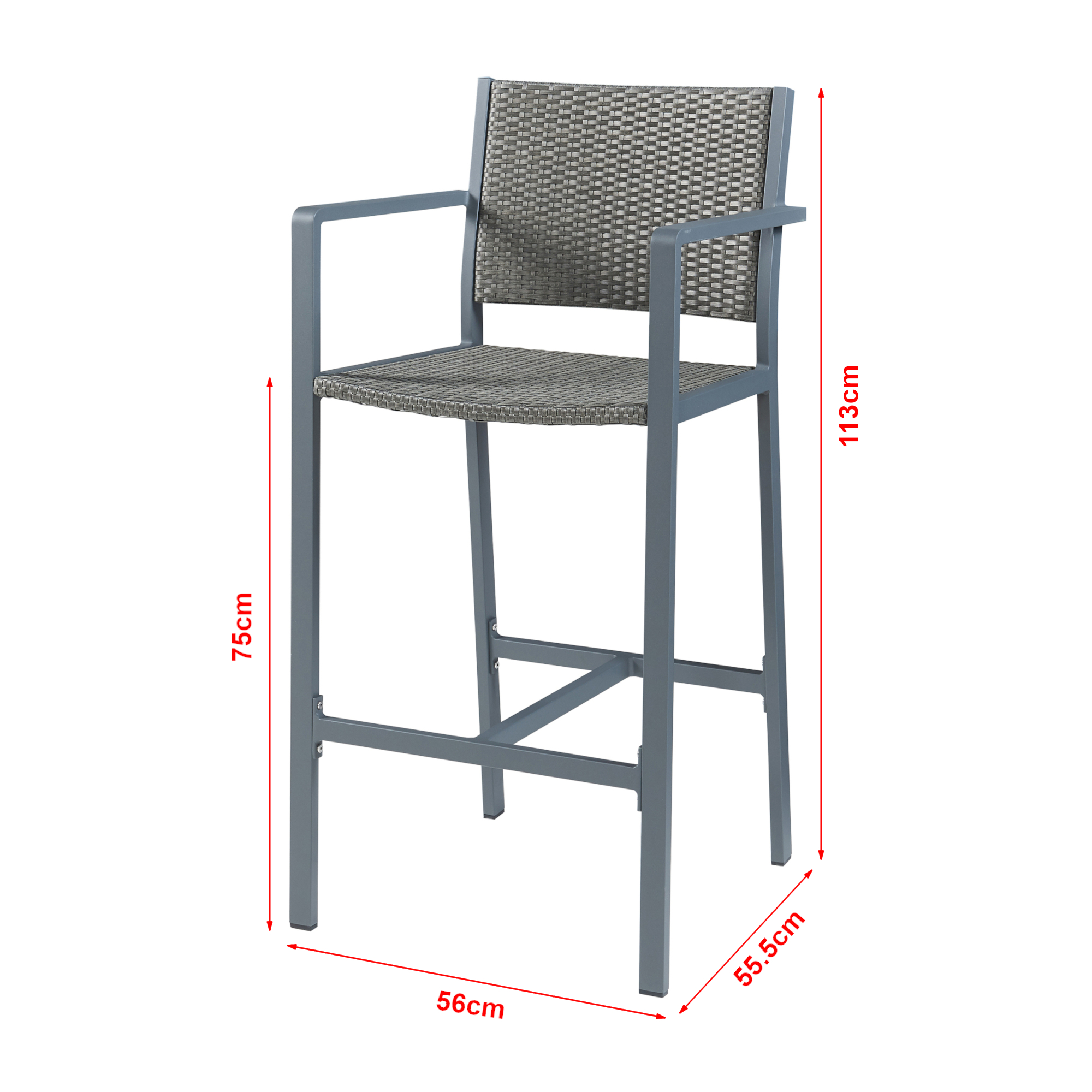 Set 2 scaune bar exterior Avise, aluminiu și poliratan, gri închis