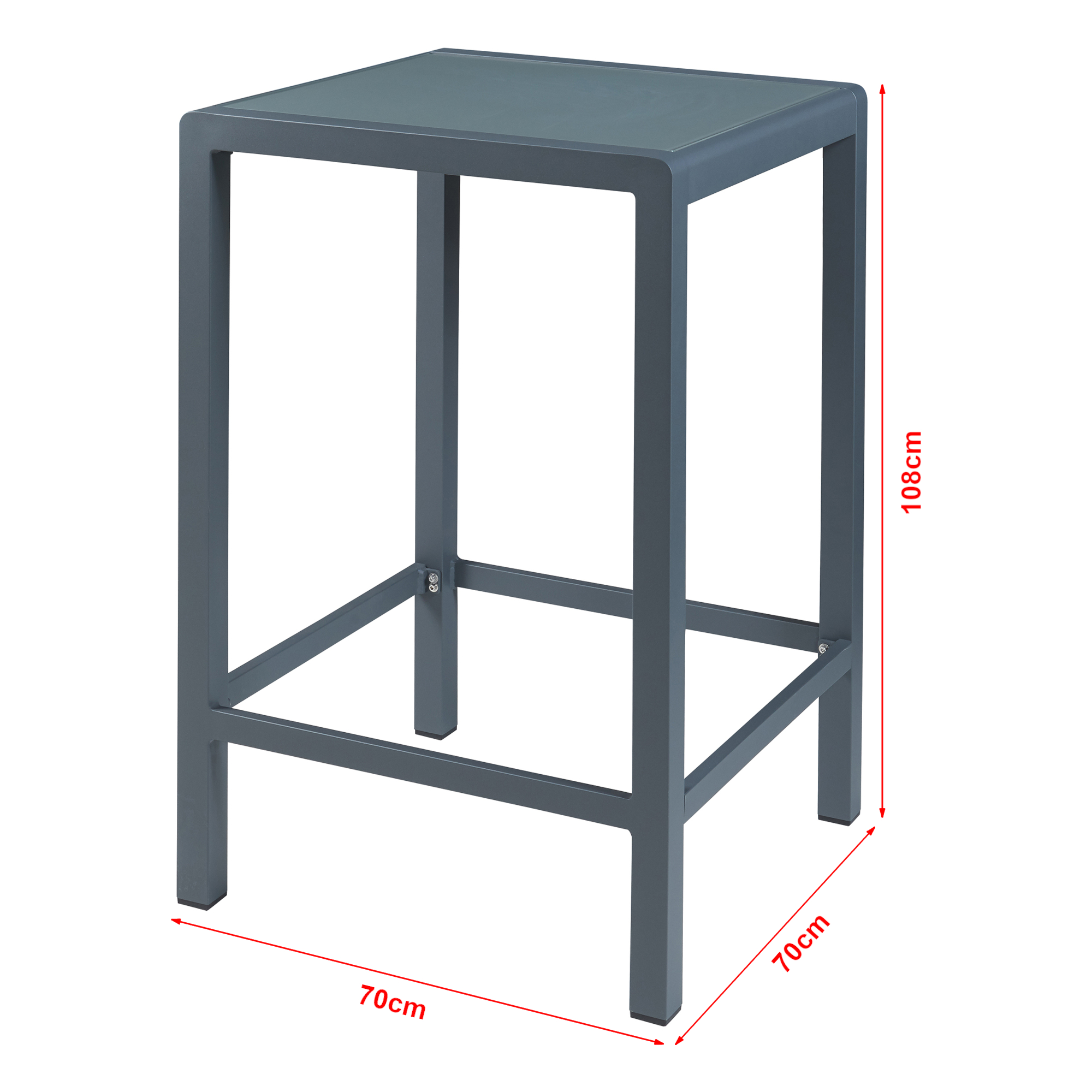 Masă de bar pentru exterior Avise din aluminiu și sticlă, antracit