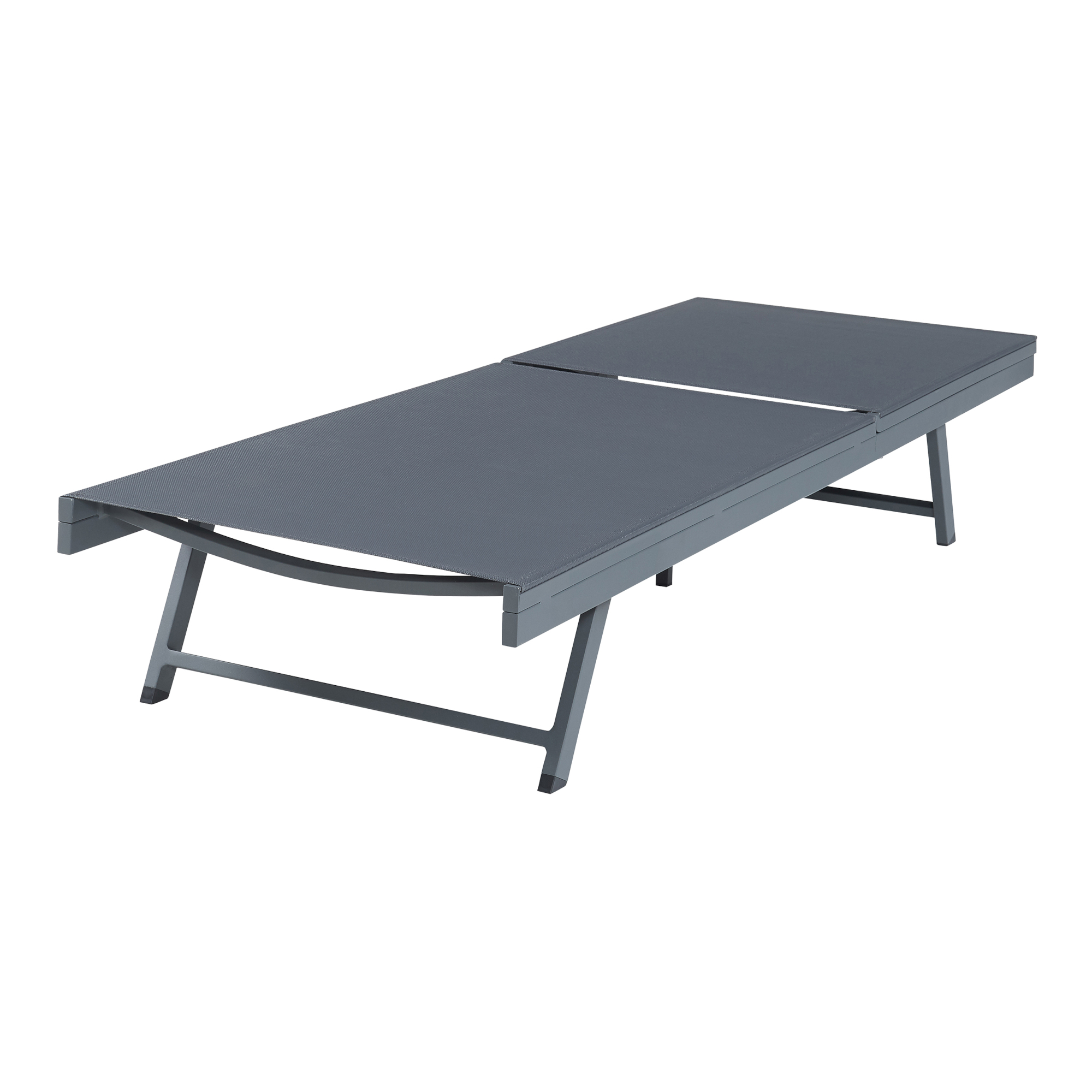 Șezlong de grădină Baragiano, reglabil, aluminiu, gri închis, 197 cm