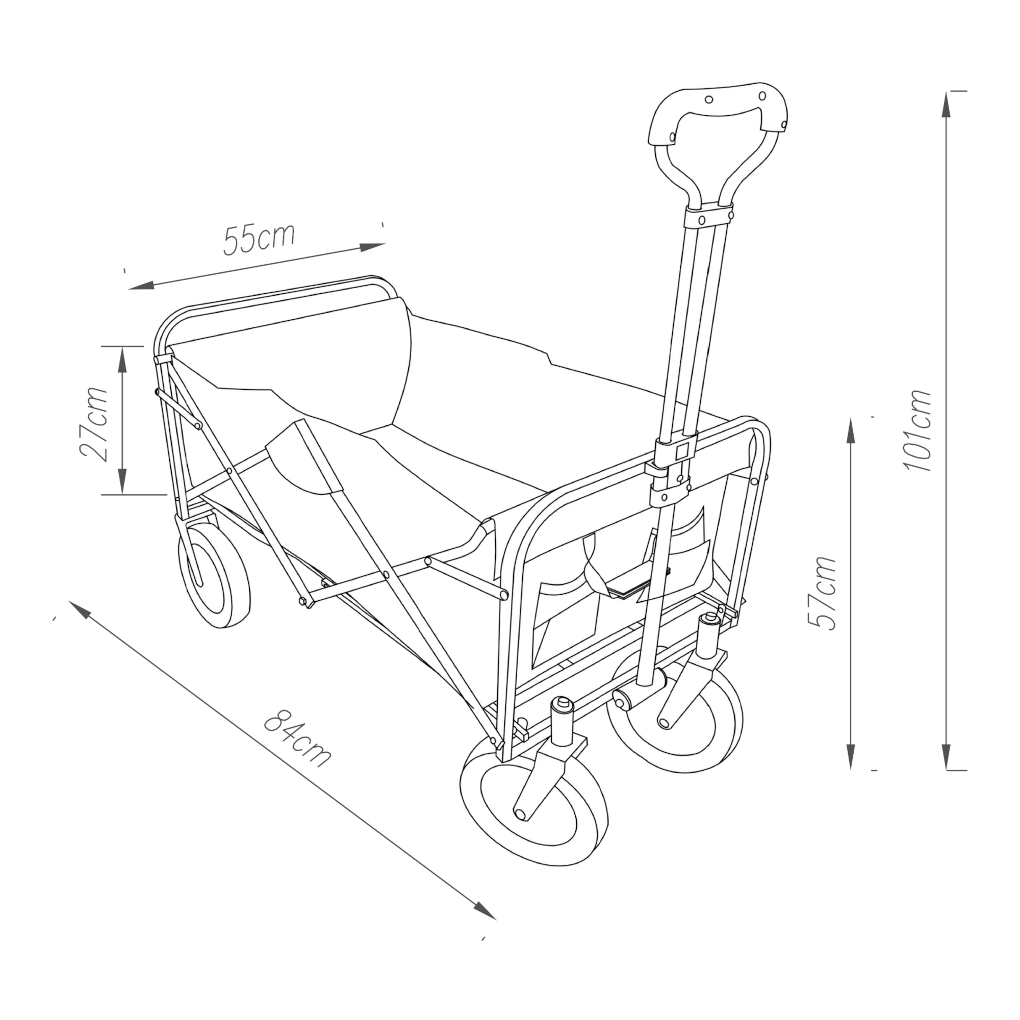 Cărucior pliabil de transport Stenlille 84x55 cm, 80 kg, negru