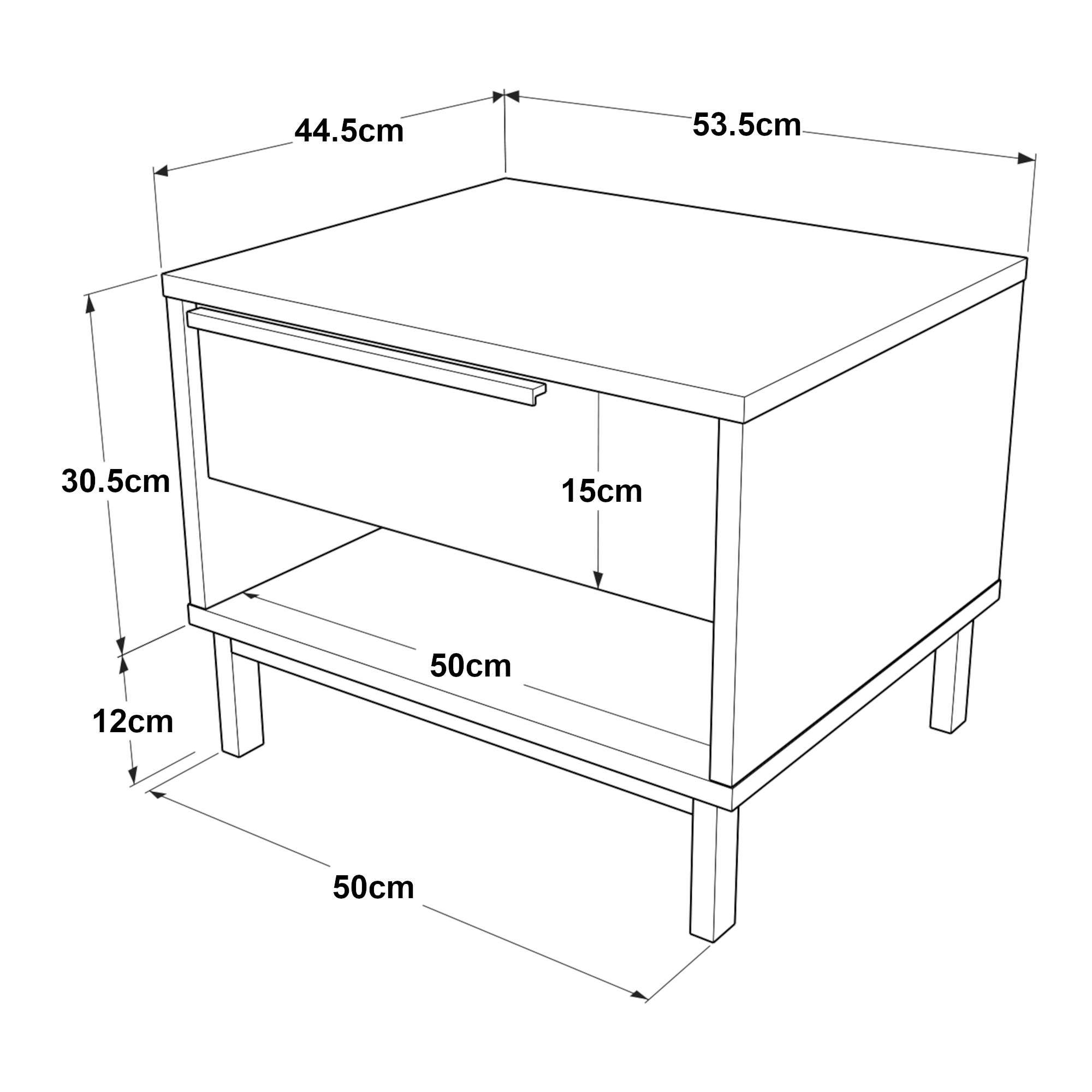 Noptieră Kvænangen cu sertar și raft, stejar și aspect rattan