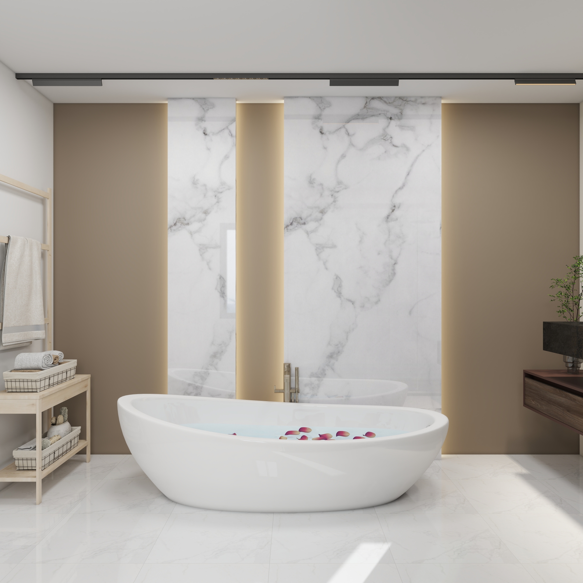 Set 12 panouri perete duș Bladel 120x60 cm, marmură albă