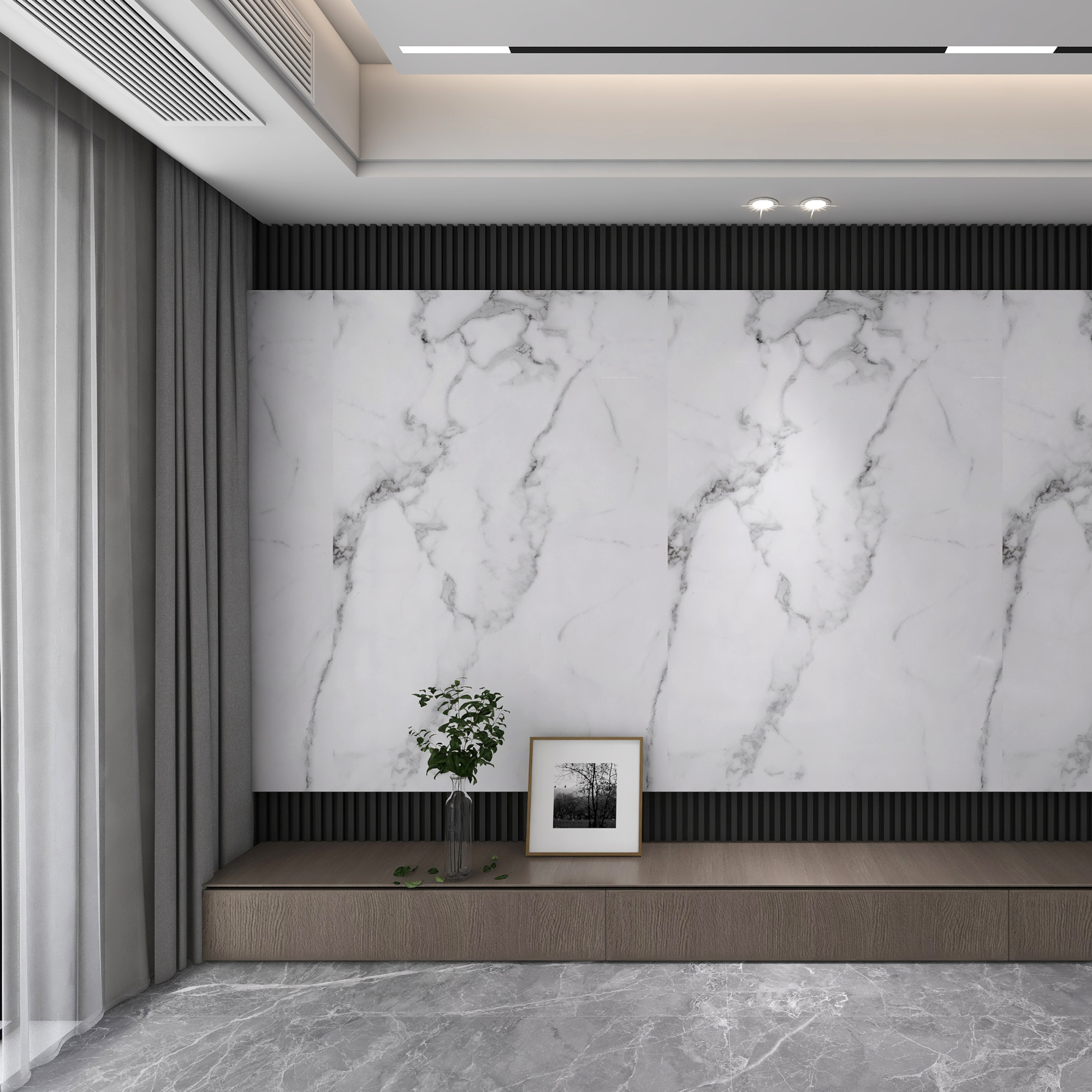 Set 8 panouri perete pentru duș Bladel, aspect marmură albă, 120x60 cm