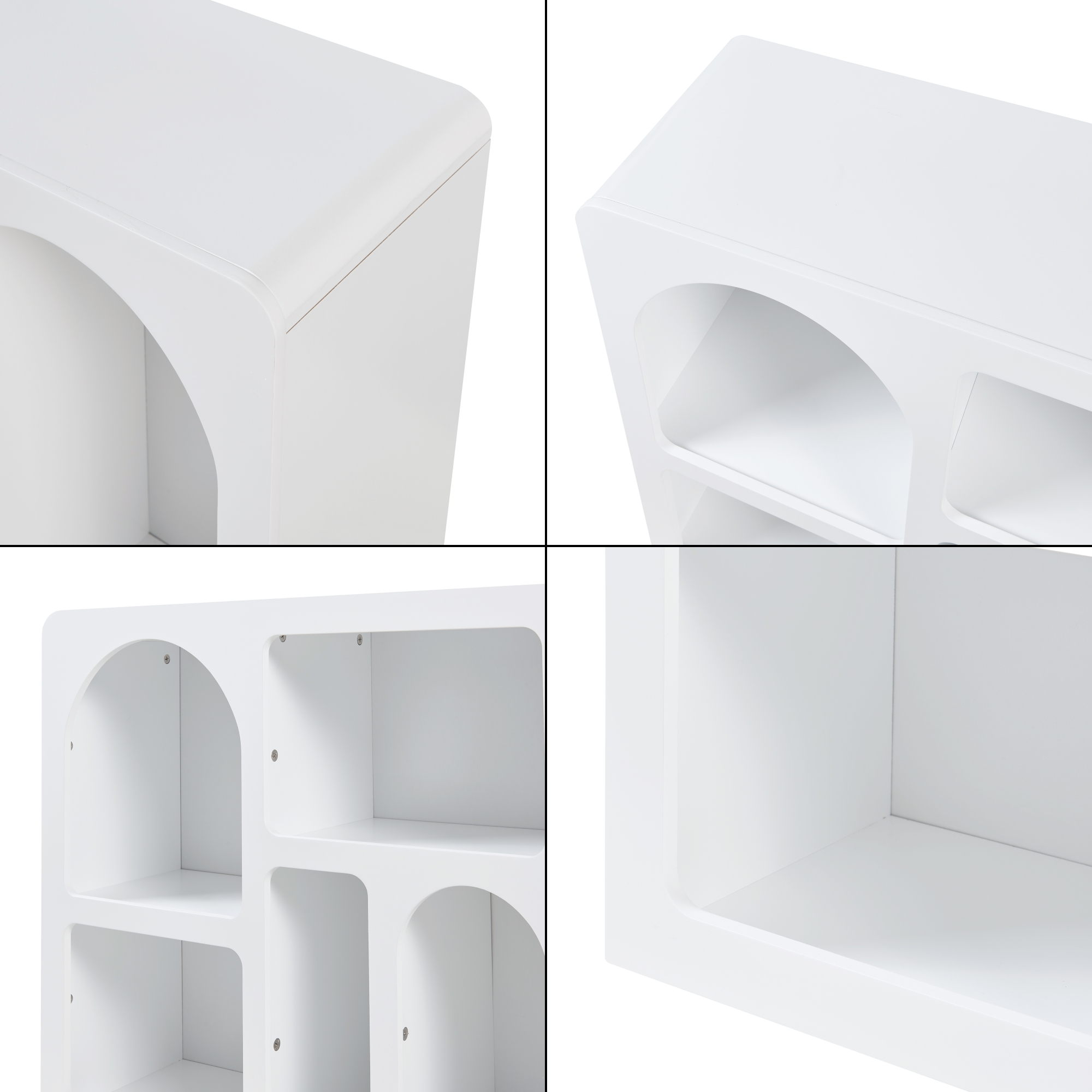 Comodă tip sideboard albă cu 6 compartimente deschise, 110x30x70 cm