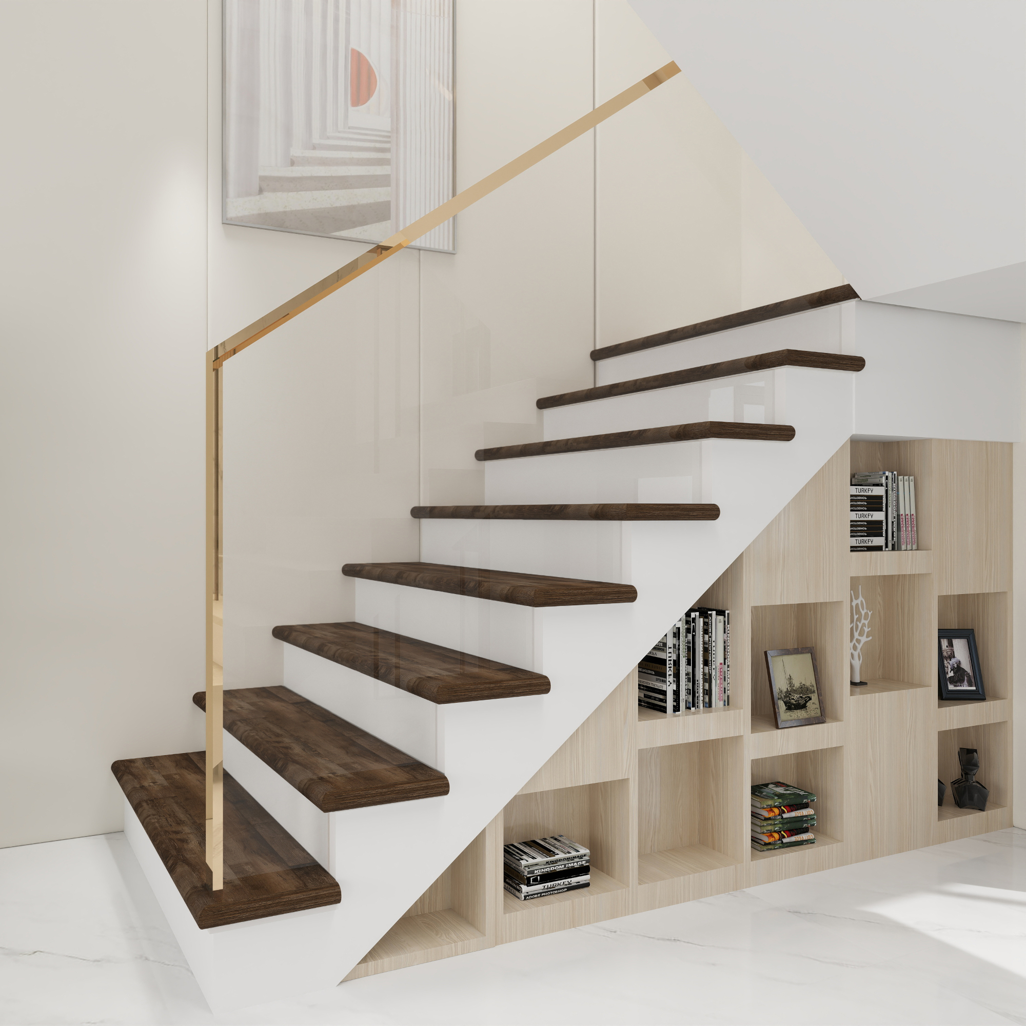 Set 6 placări pentru trepte din PVC Bunschoten, lemn închis