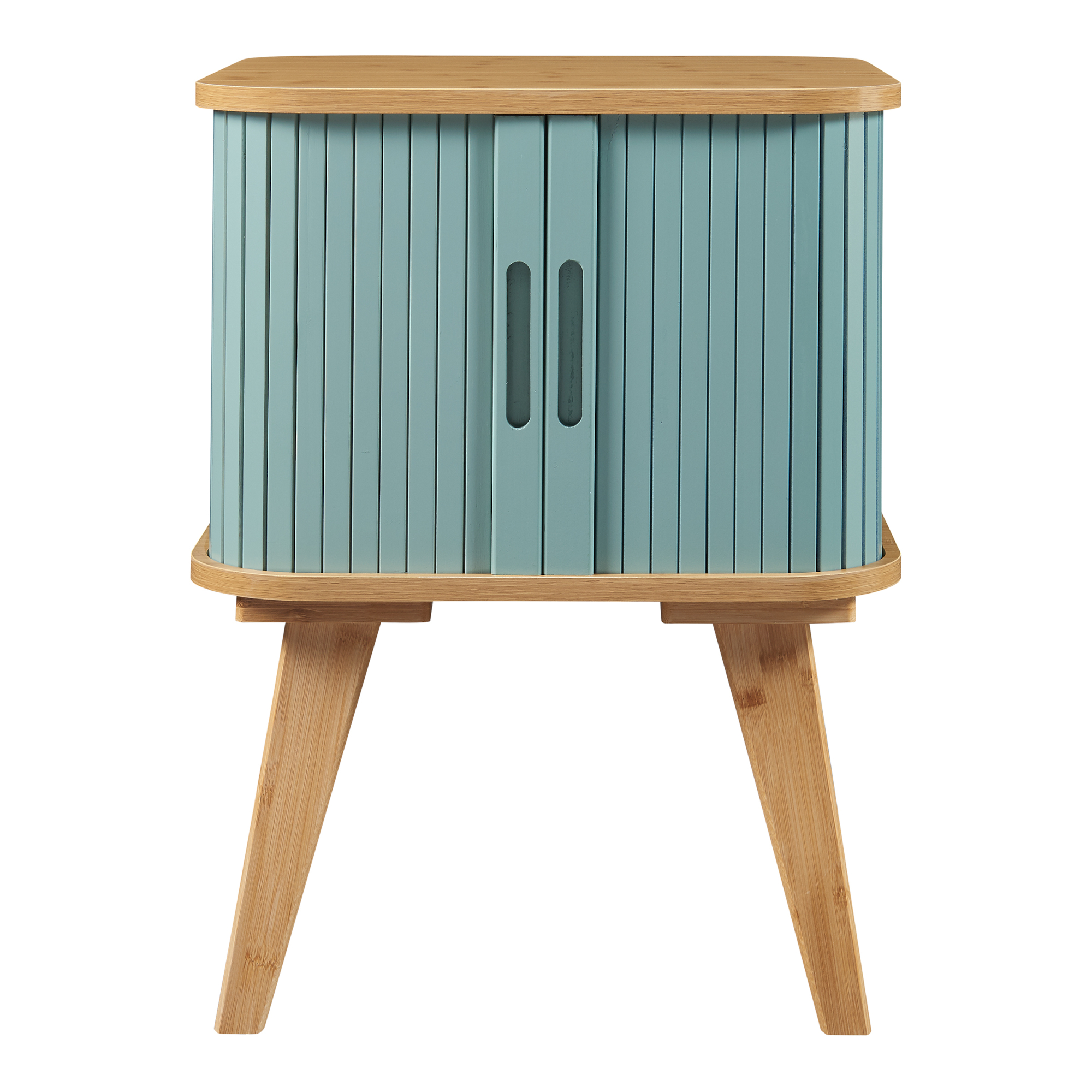 Noptieră / măsuță laterală din bambus albastră 58,5x45x45 cm