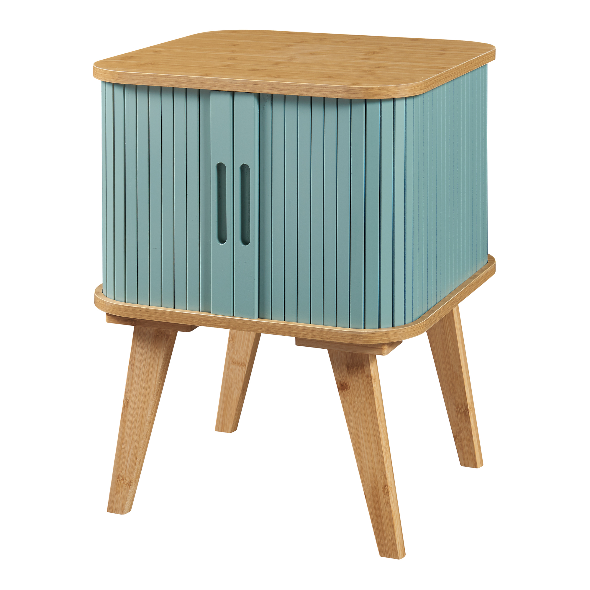 Noptieră / măsuță laterală din bambus albastră 58,5x45x45 cm