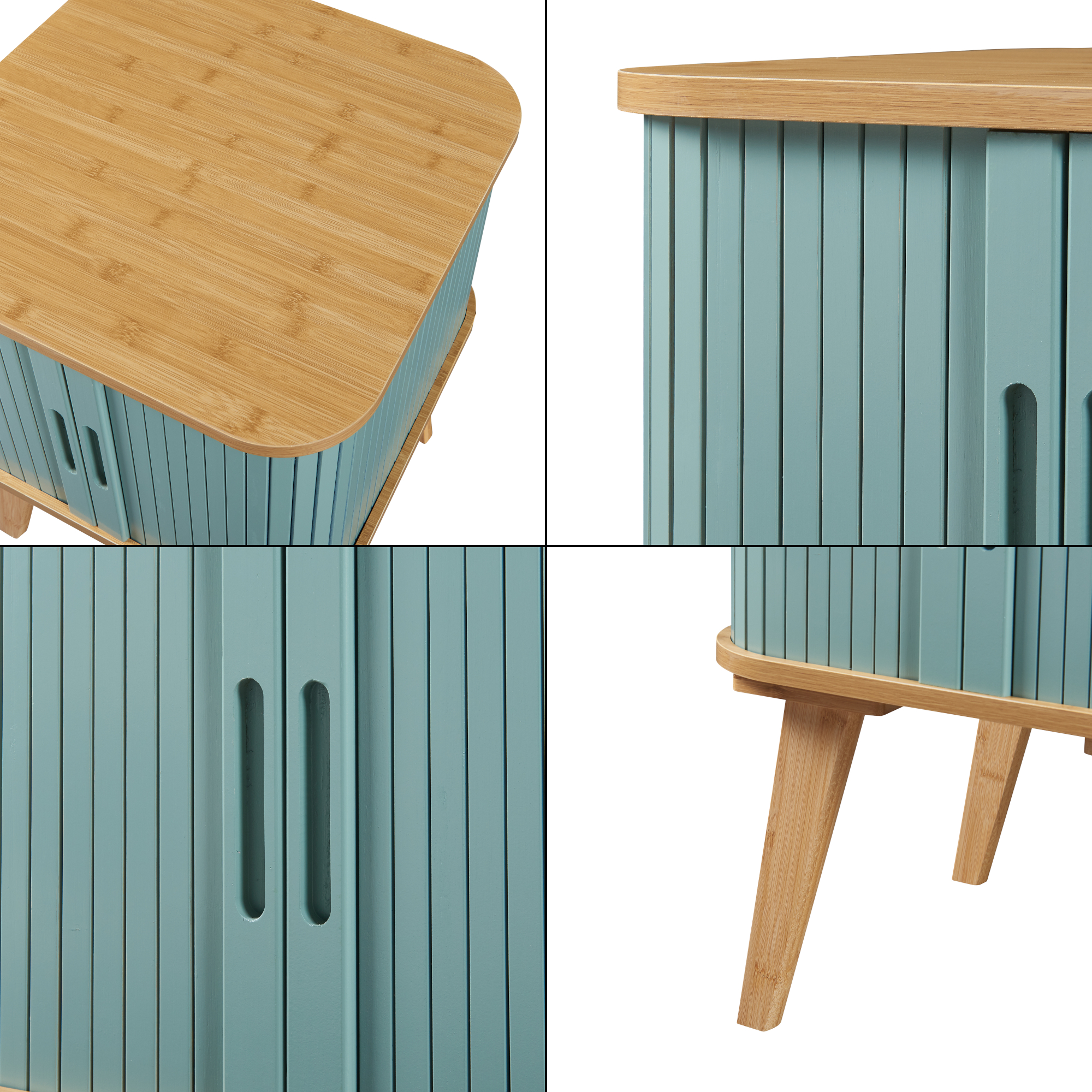 Noptieră / măsuță laterală din bambus albastră 58,5x45x45 cm