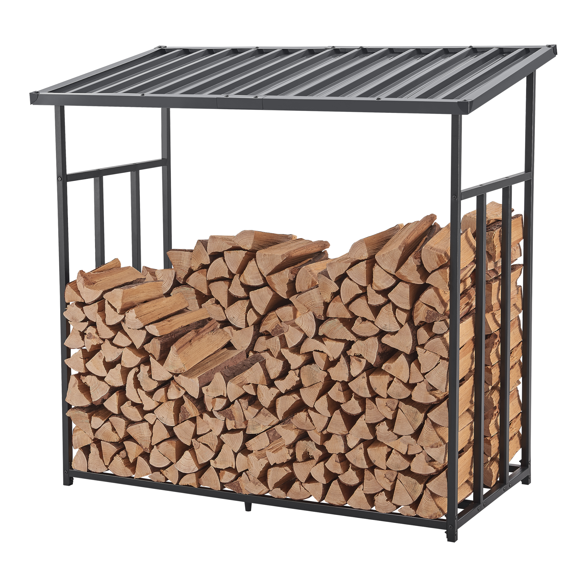 Raft pentru lemne de foc Yakutat cu prelată, negru, 145x143x70 cm