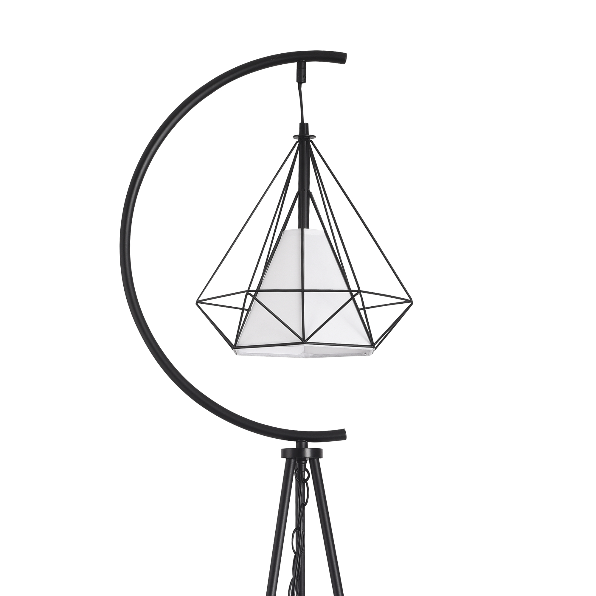 Lampadar modern cu trepied din metal, negru/alb, 171 cm, Austell
