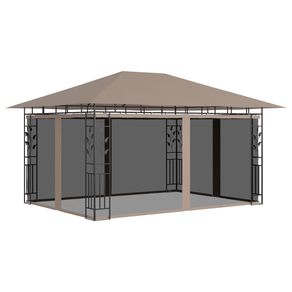 Pavilion cu plasă anti-țânțari, gri taupe, 4x3x2,73 m, 180 g/m² GartenMobel Dekor