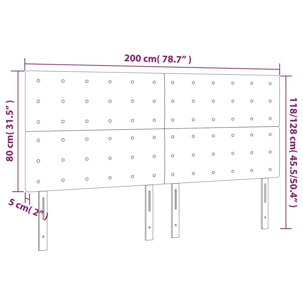 Tăblie de pat cu LED, crem, 200x5x118/128 cm, piele ecologică GartenMobel Dekor