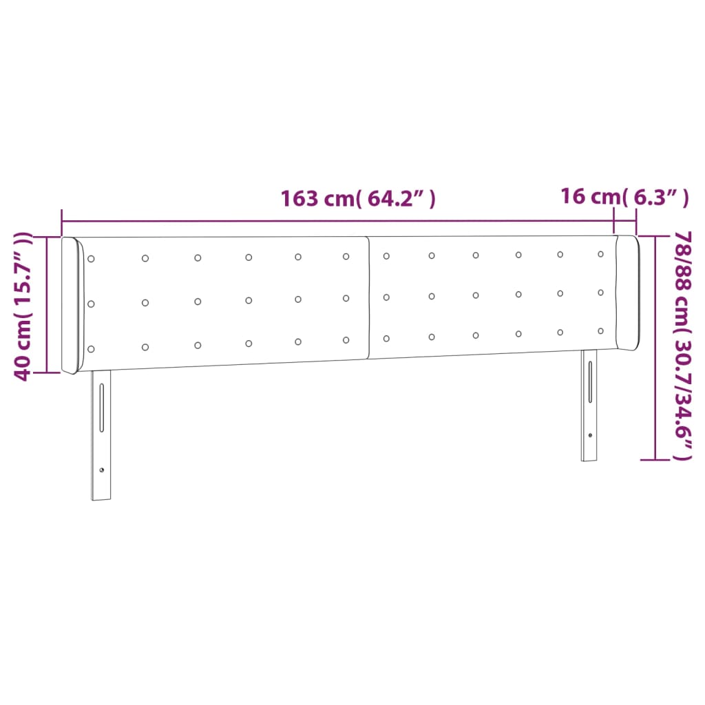 Tăblie de pat cu LED, alb, 163x16x78/88 cm, piele ecologică GartenMobel Dekor