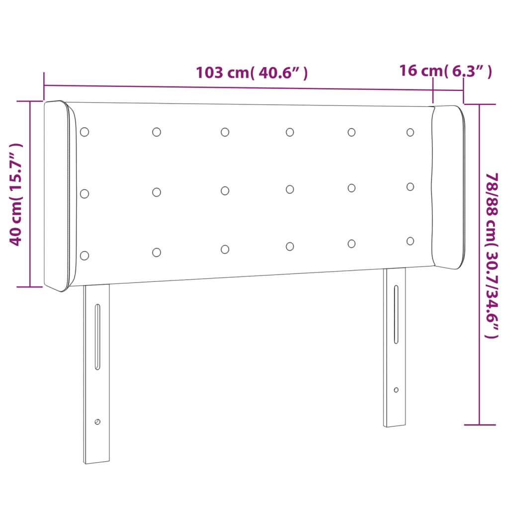 Tăblie de pat cu LED, cappuccino 103x16x78/88cm piele ecologică GartenMobel Dekor