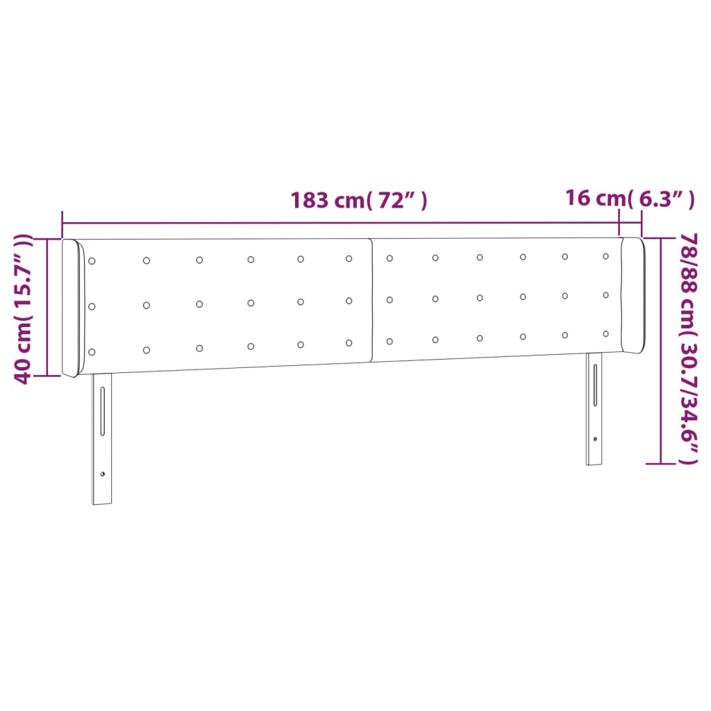 Tăblie de pat cu LED, gri, 183x16x78/88 cm, piele ecologică GartenMobel Dekor