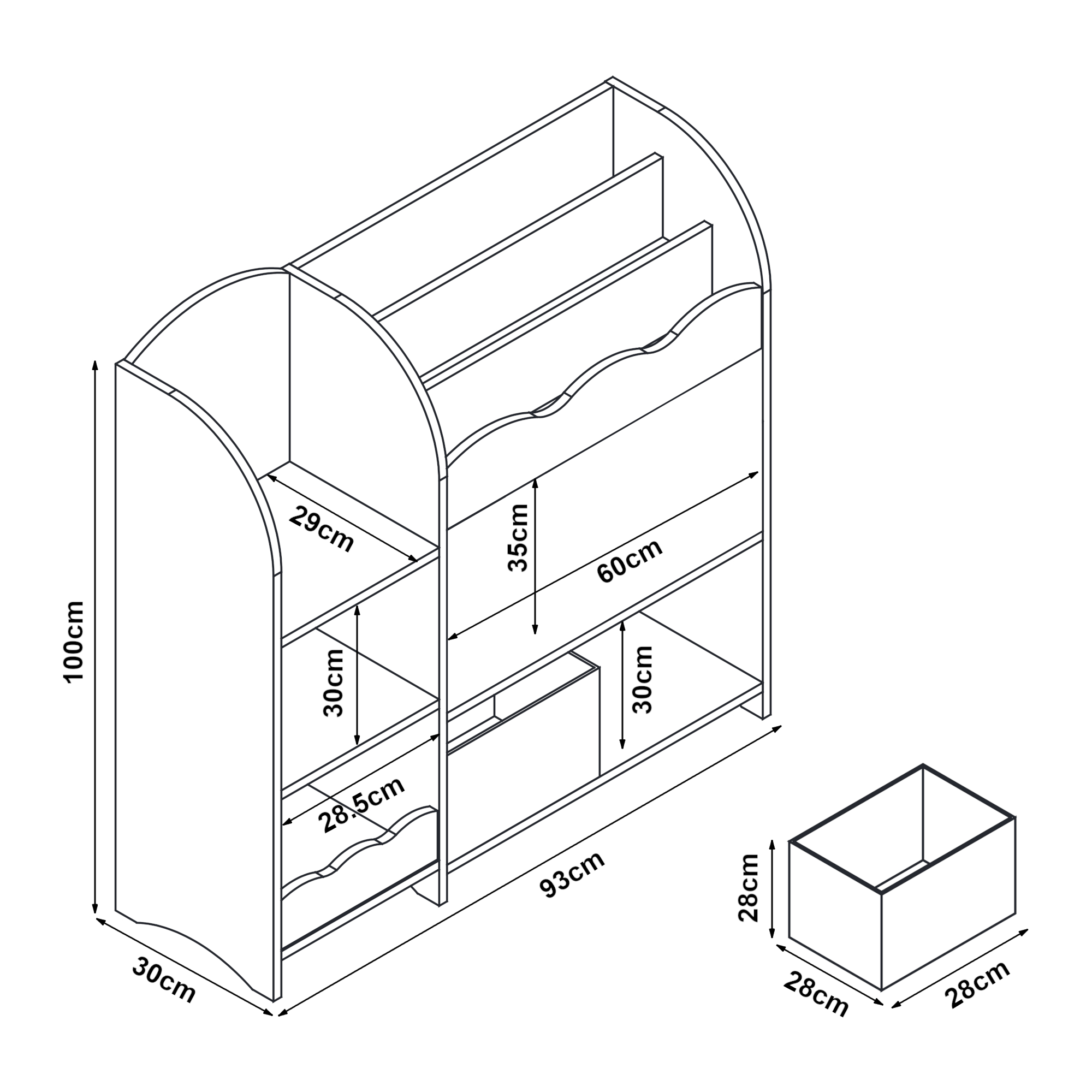 Bibliotecă pentru copii Lysekil 100x93x30 cm cu motiv koala