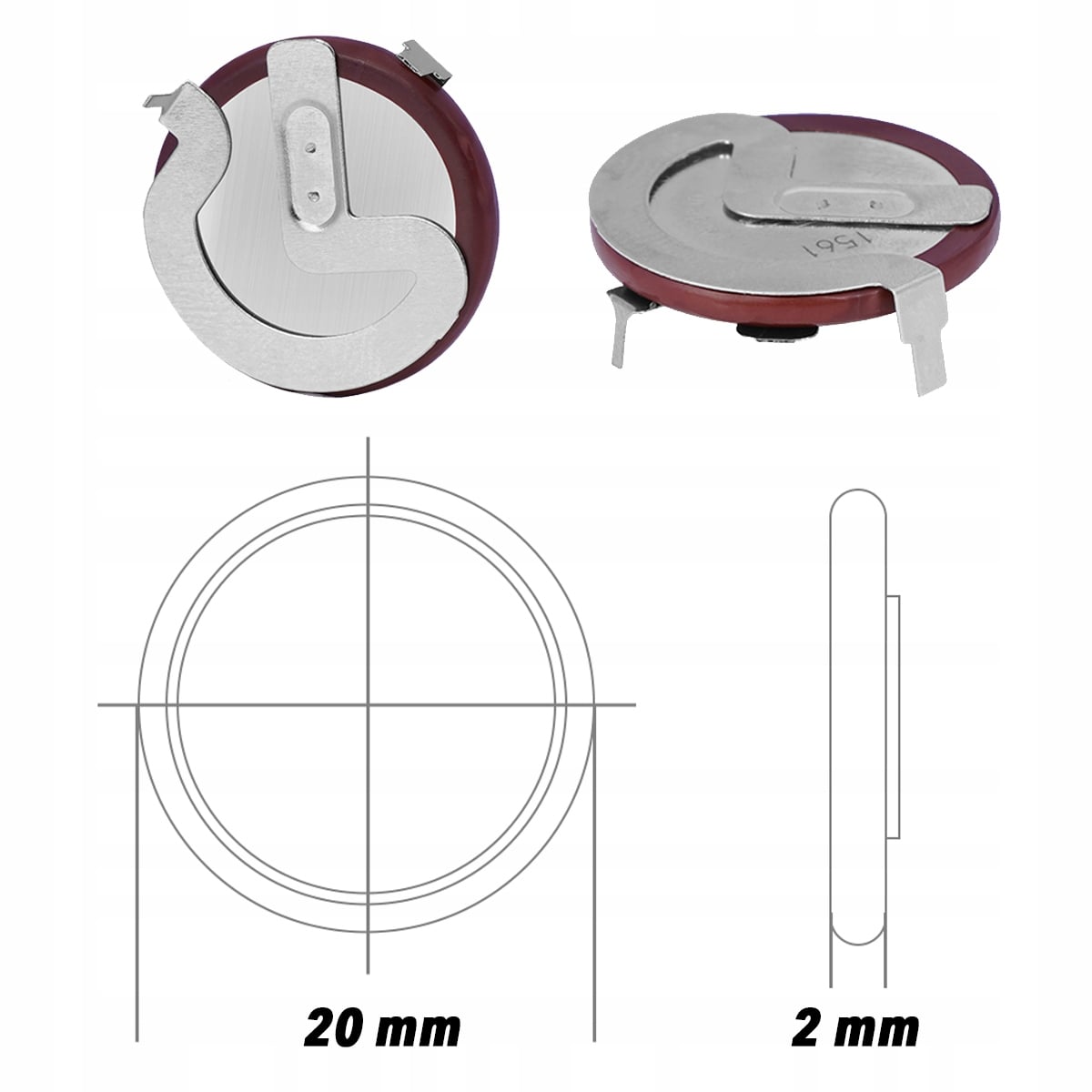Acumulator pentru cheie BMW Panasonic VL2020 3V cu pini la 90°