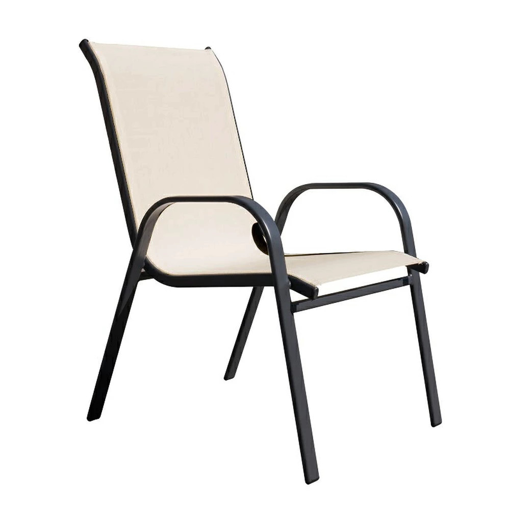 Scaun de grădină Mirpol Arkadia cappuccino cu cotiere și cadru din oțel