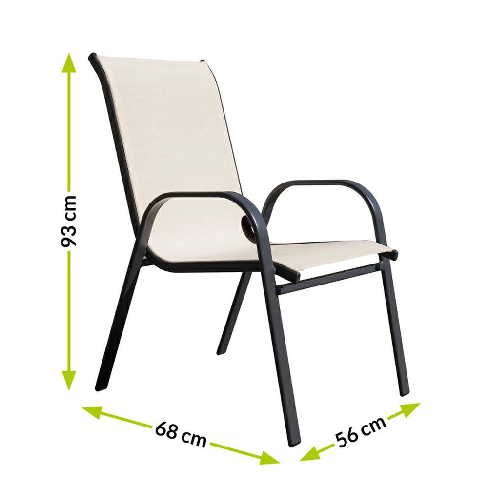 Scaun de grădină Mirpol Arkadia cappuccino cu cotiere și cadru din oțel