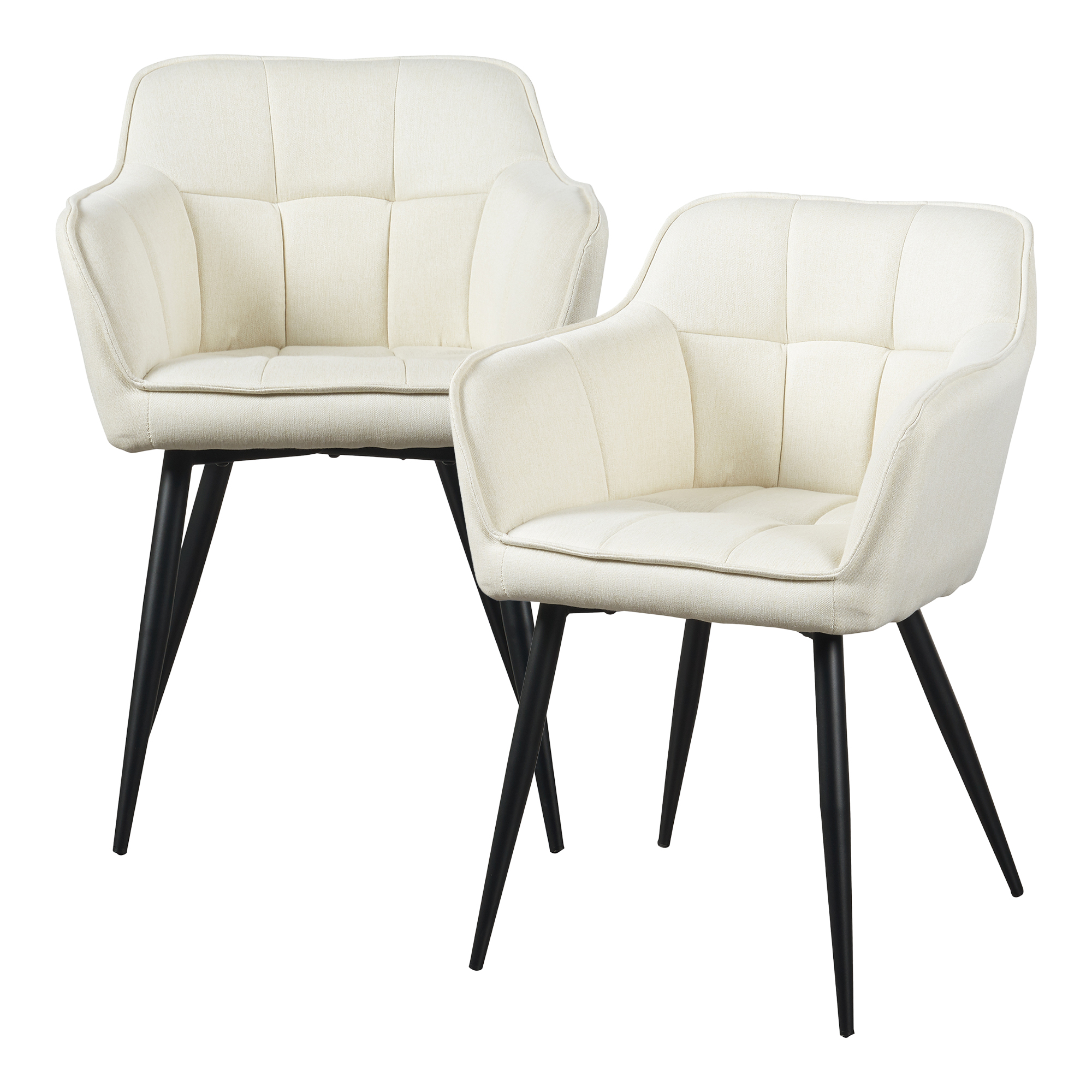 Set 2 scaune dining tapițate Birmingham bej cu cotiere