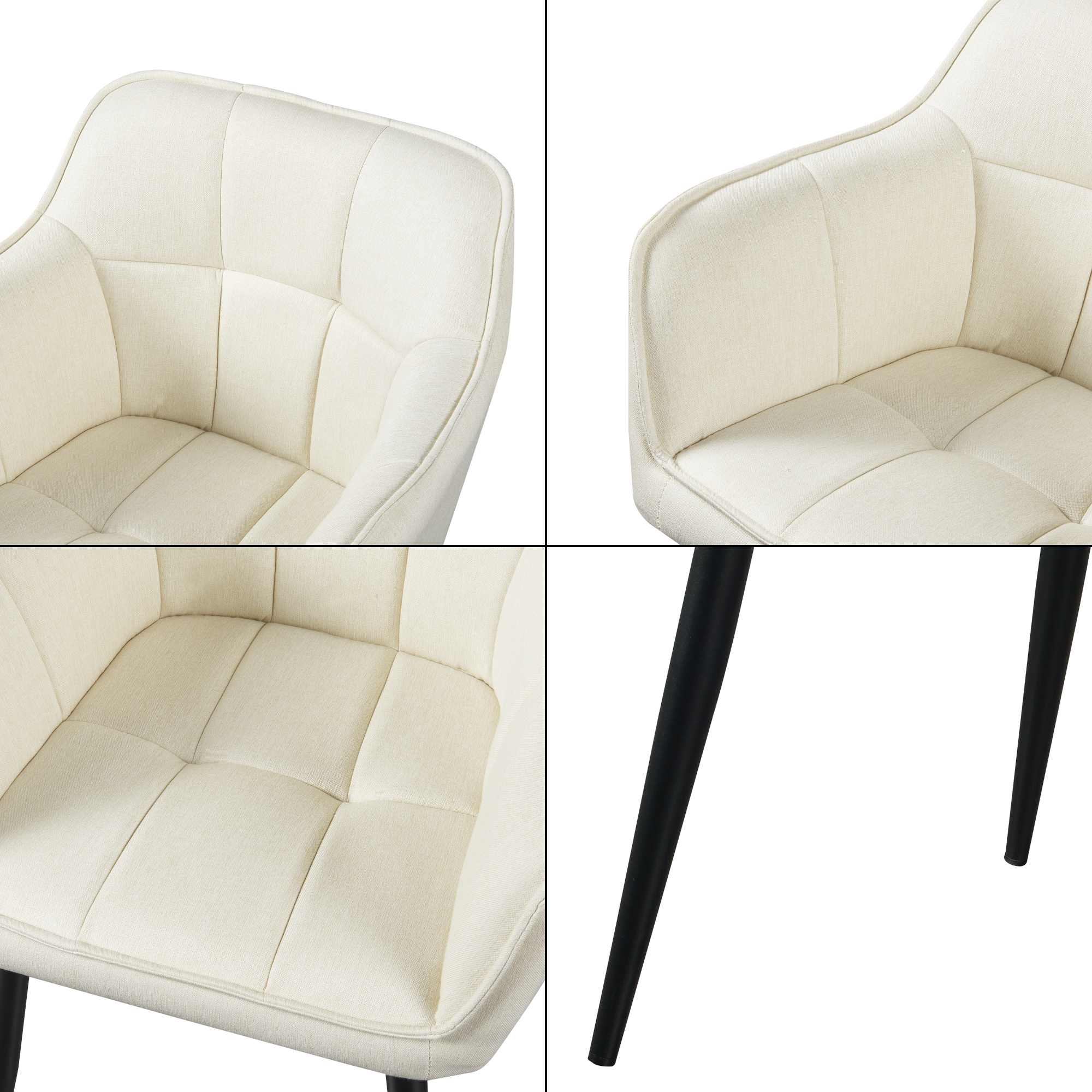 Set 2 scaune dining tapițate Birmingham bej cu cotiere