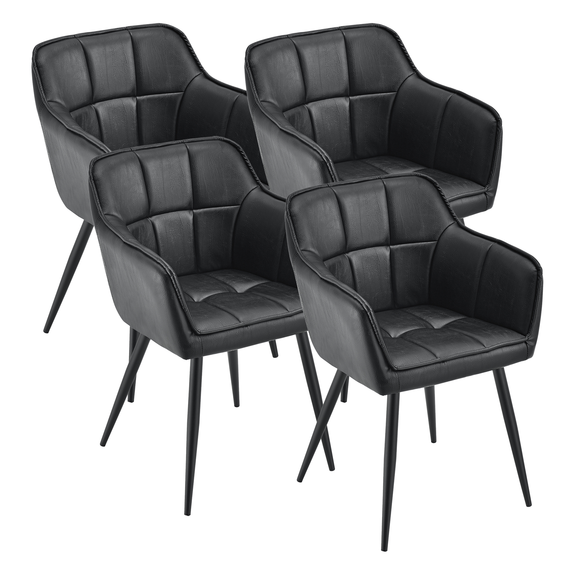 Set 4 scaune dining Birmingham negre, tapitate, cu cotiere