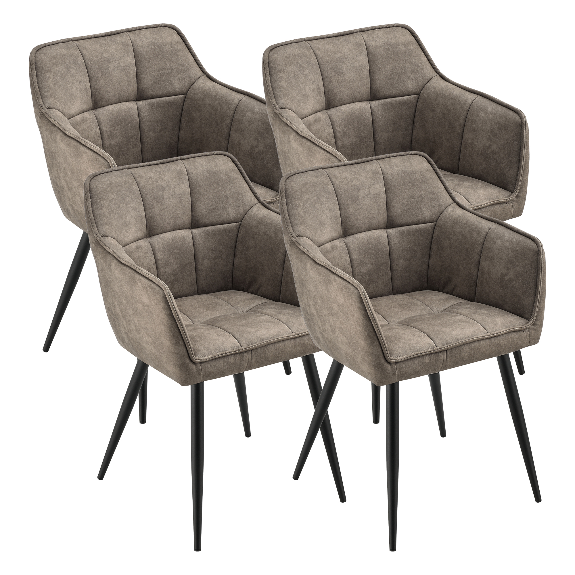 Set 4 scaune dining tapițate Birmingham taupe cu brațe