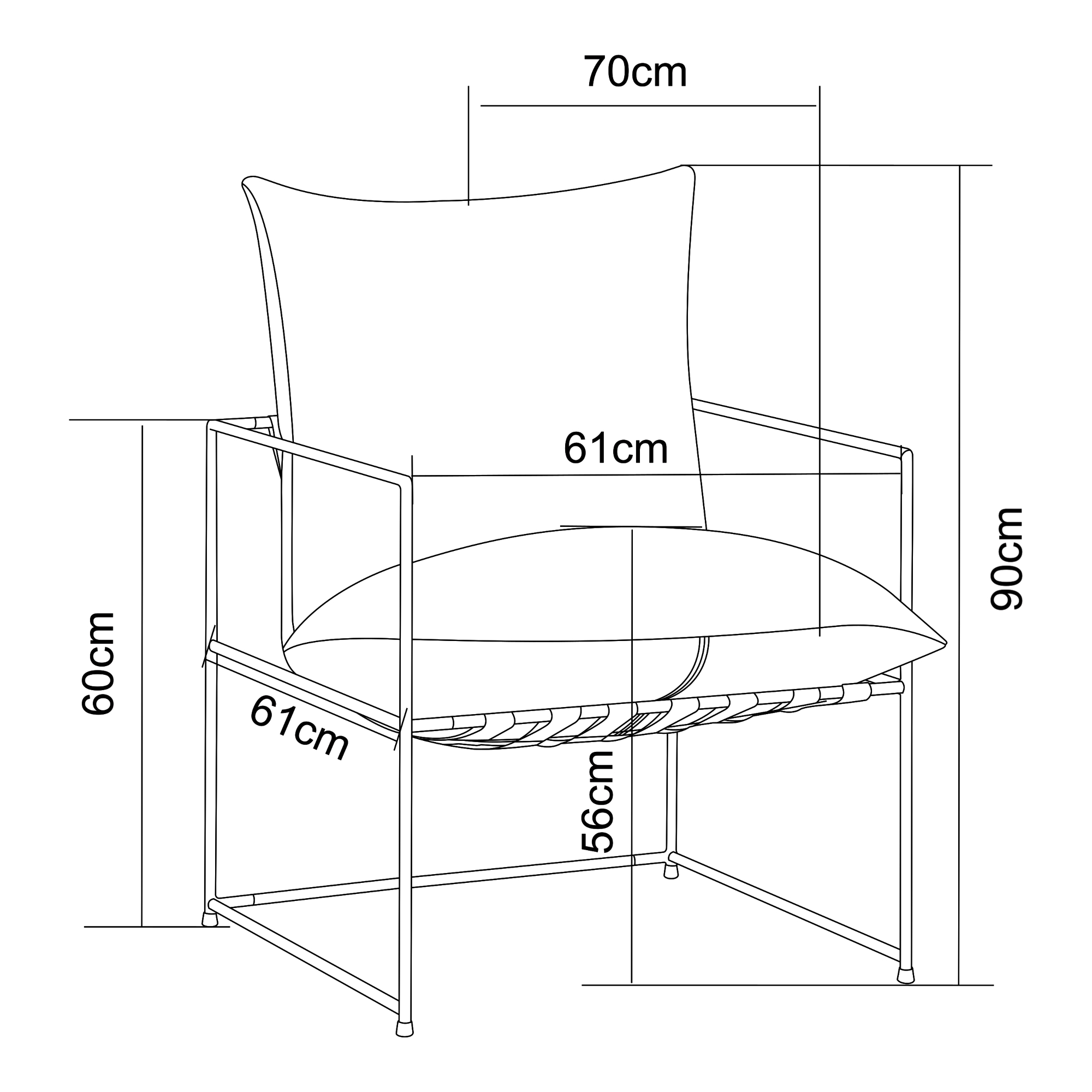 Fotoliu lounge Utsjoki 90x61x70 cm bej cu cadru metalic negru