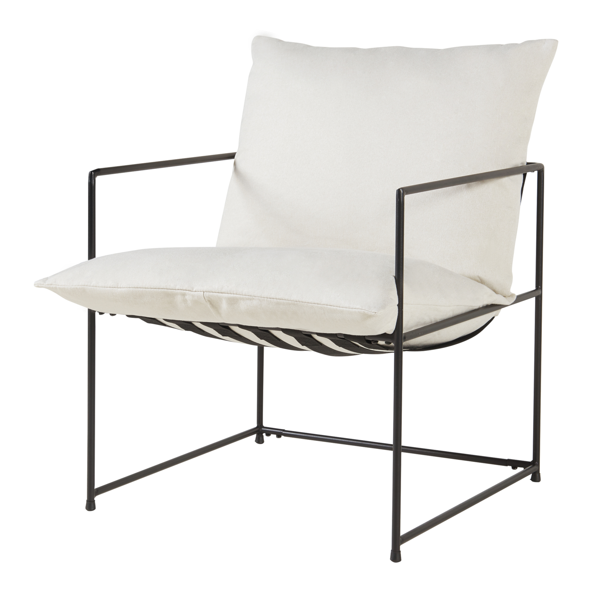 Fotoliu lounge Utsjoki 90x61x70 cm bej cu cadru metalic negru