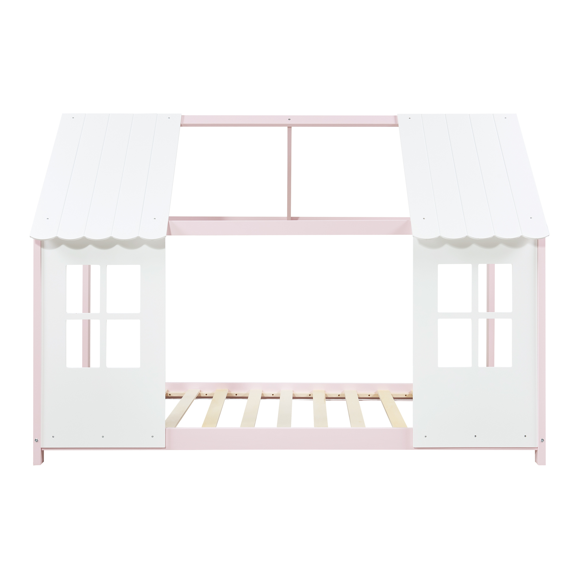 Pat copii tip căsuță semideschis Tostedt 90x200 cm, roz/alb