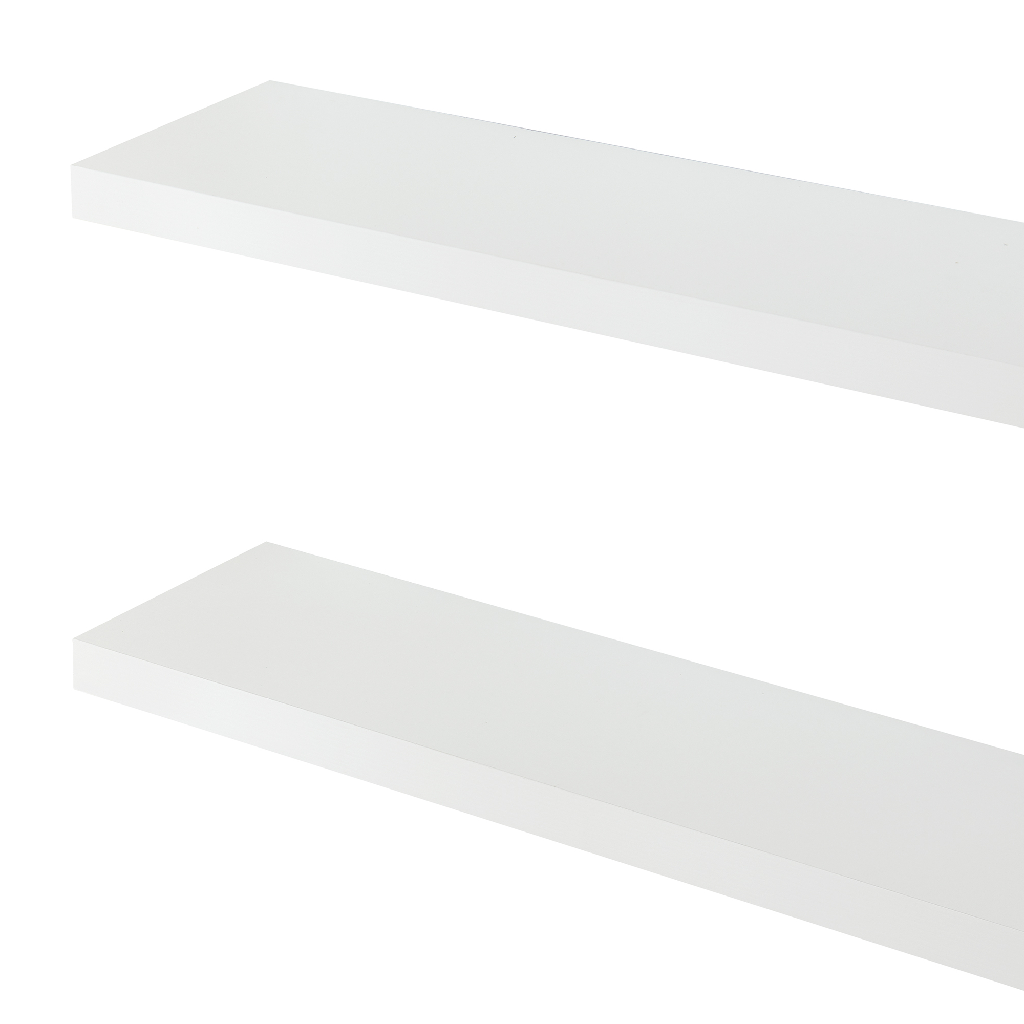 Set 2 rafturi de perete albe Stranda 80x20 cm, MDF si metal