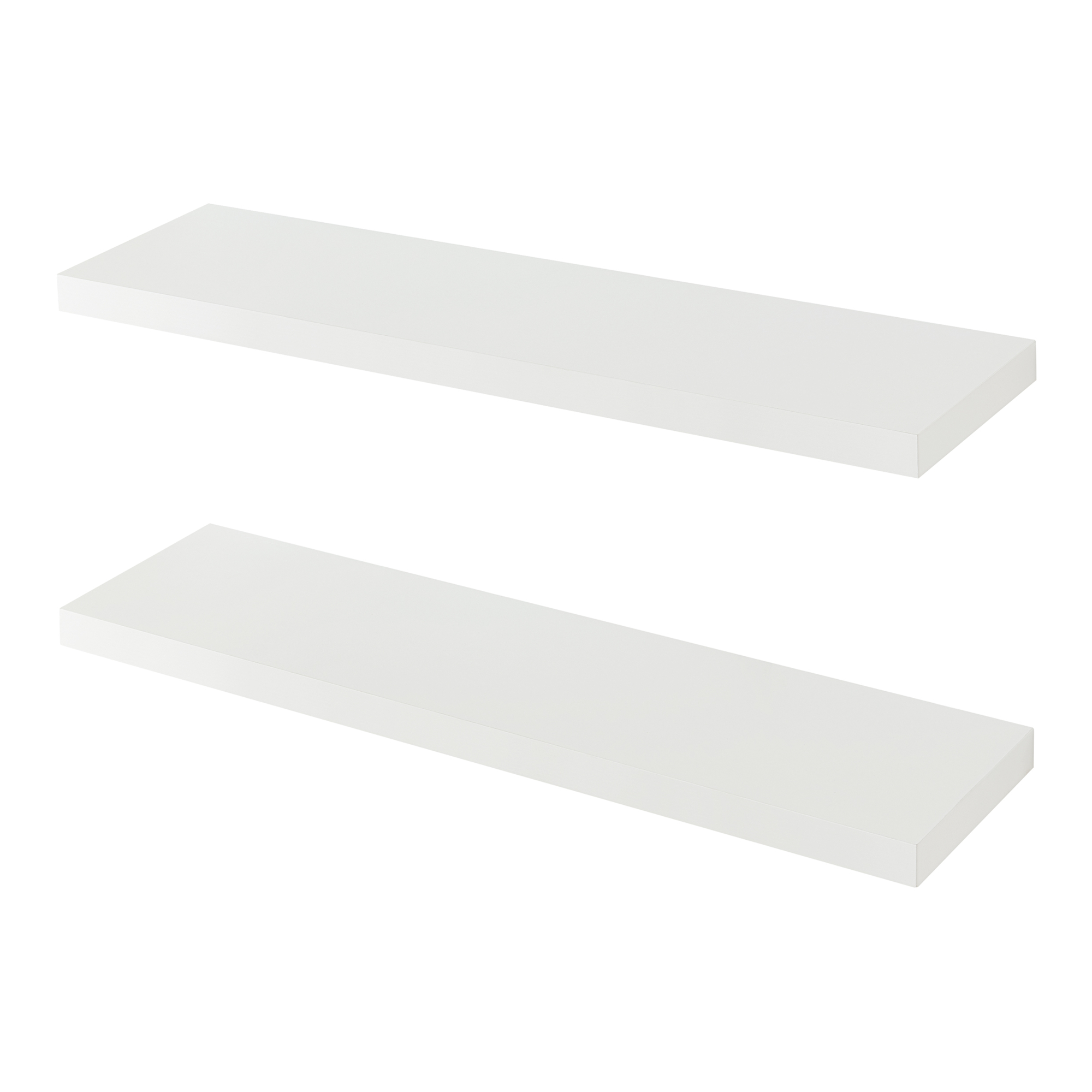 Set 2 rafturi de perete albe Stranda 80x20 cm, MDF si metal
