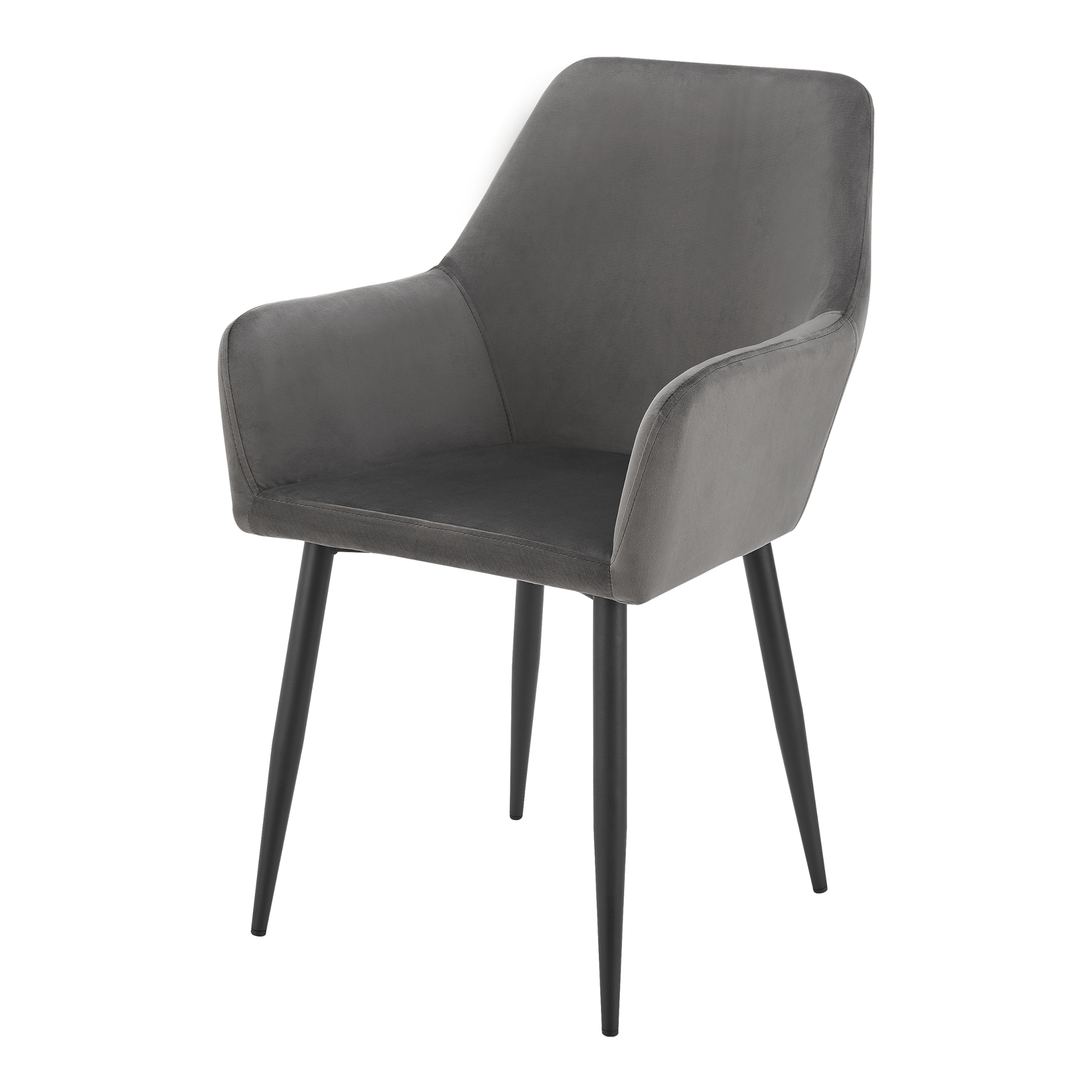 Set 6 scaune dining Hollola din catifea gri închis cu brațe