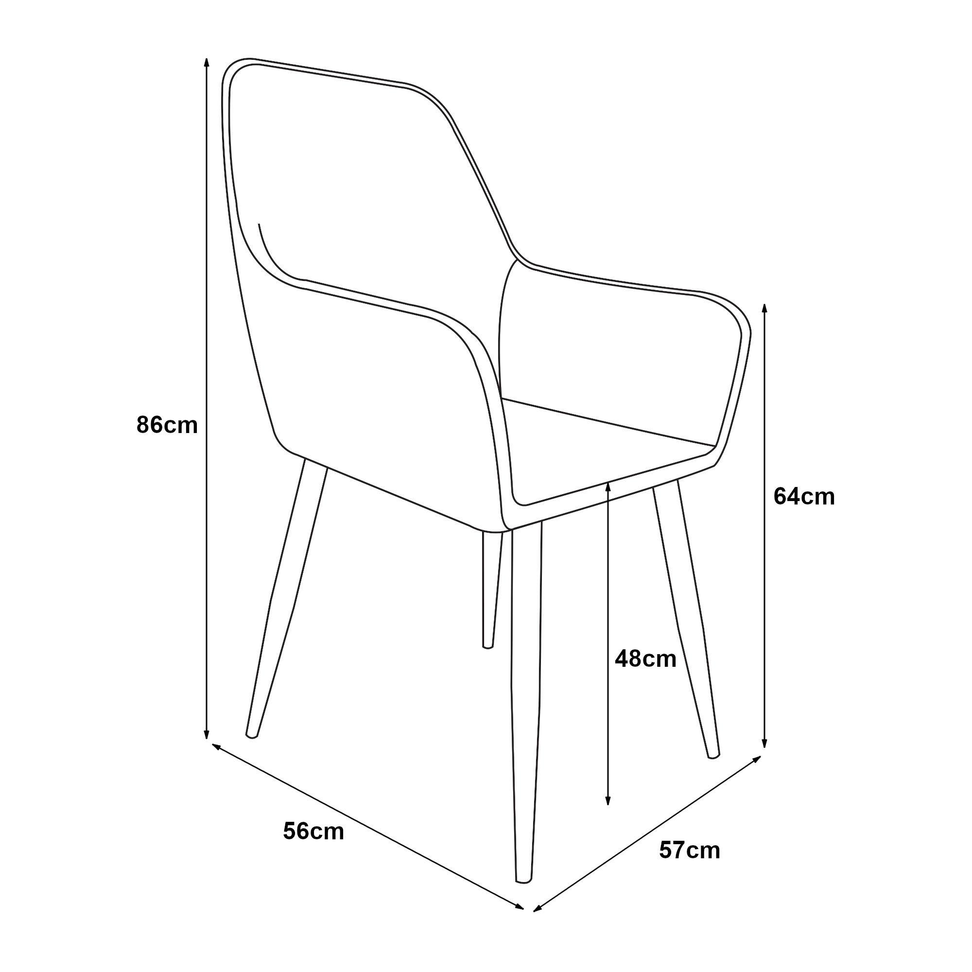 Set 6 scaune dining Hollola din catifea gri închis cu brațe