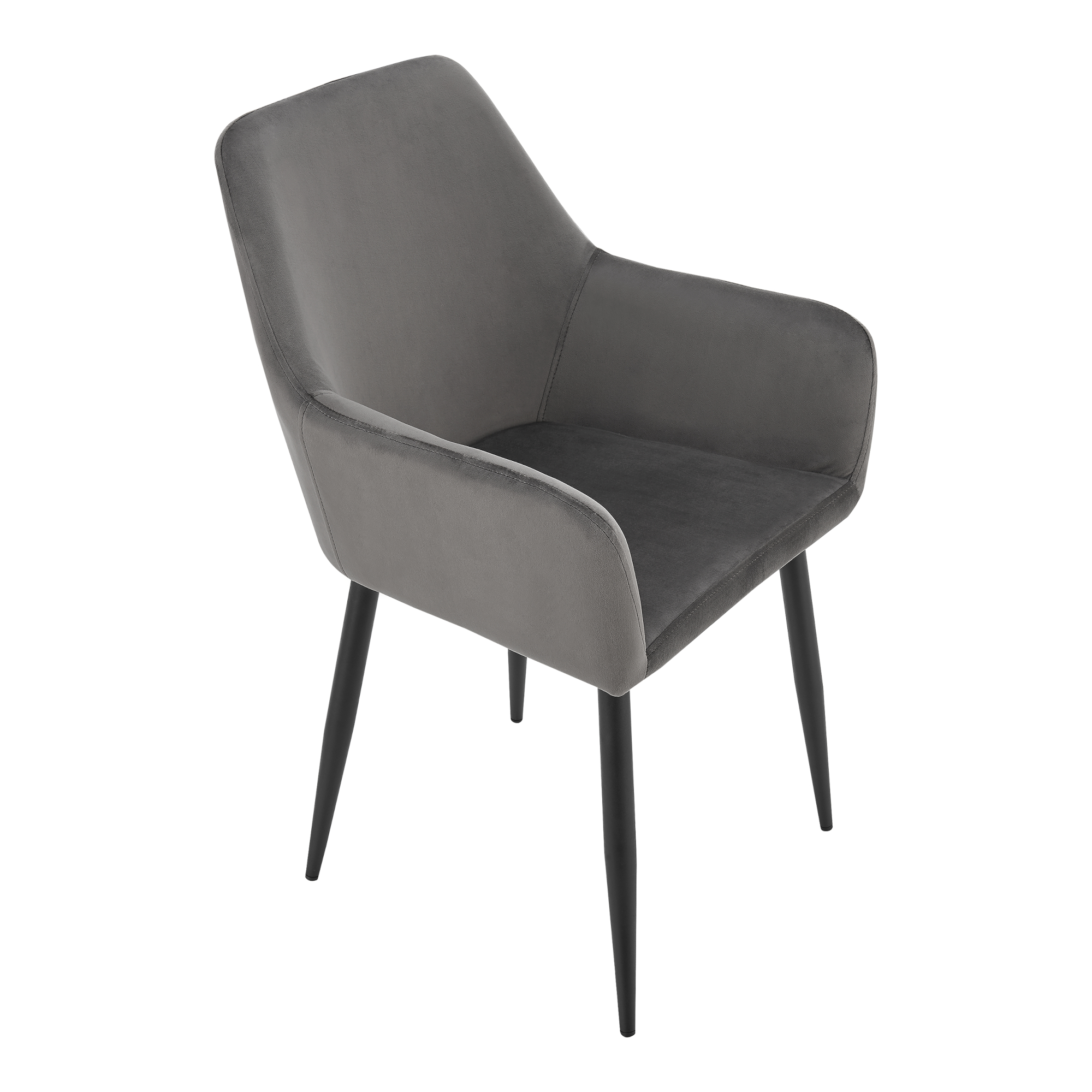 Set 6 scaune dining Hollola din catifea gri închis cu brațe