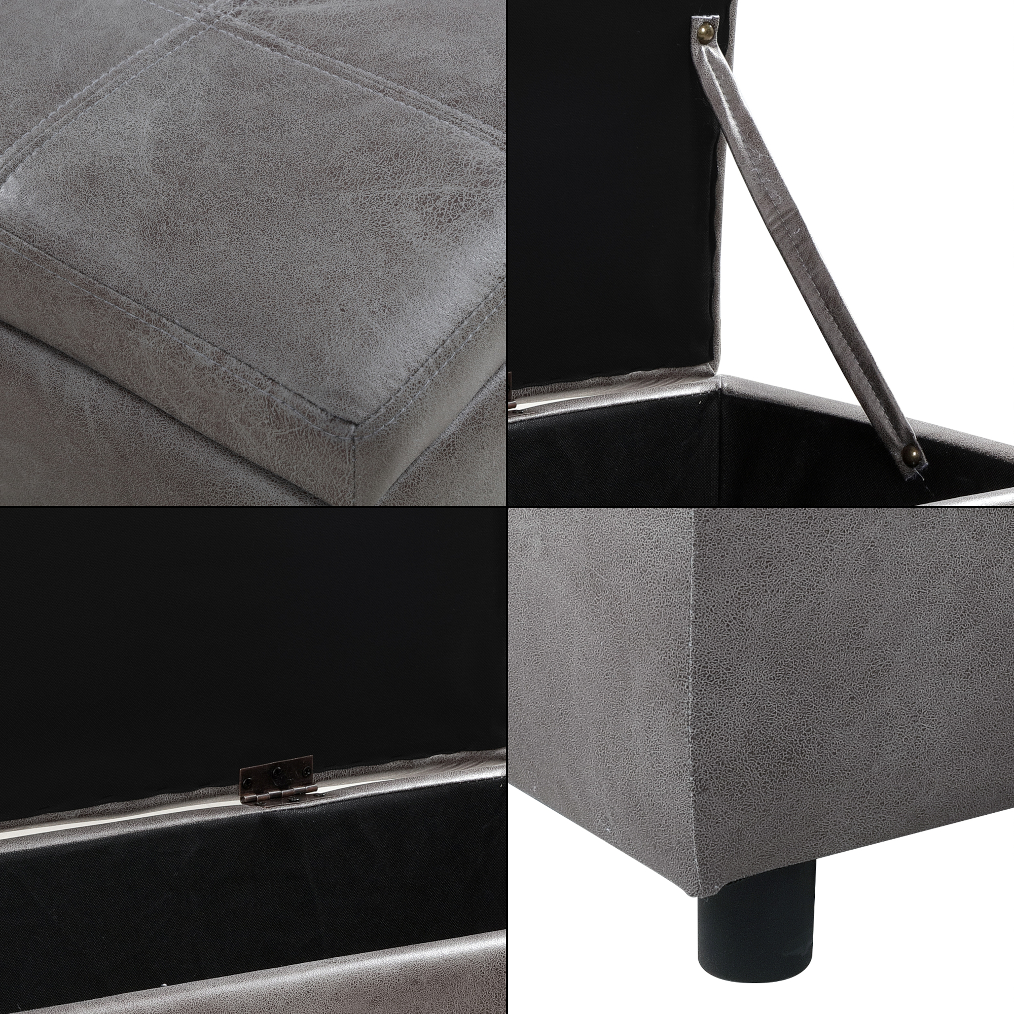 Banchetă tapițată cu spațiu de depozitare Bukit, gri, 118x37x43 cm